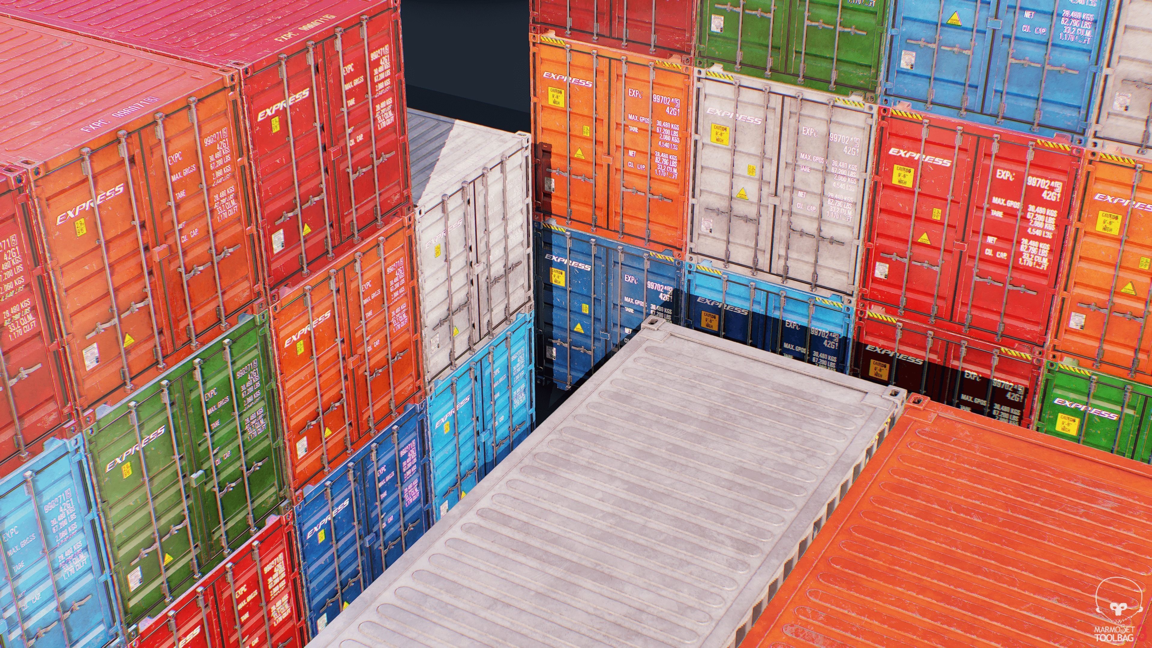 Container Pack Low-poly 3D model_21