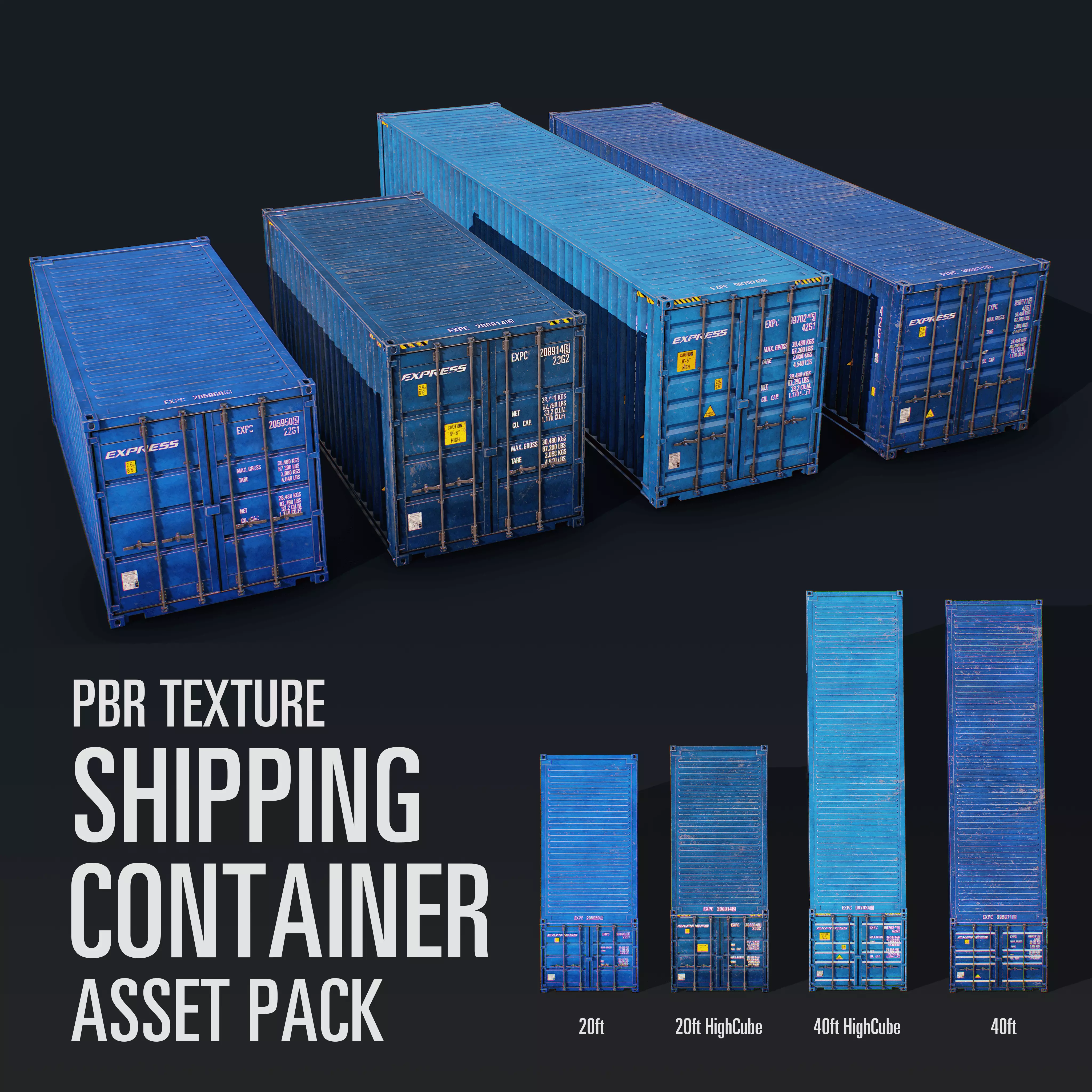 Container Pack Low-poly 3D model_0