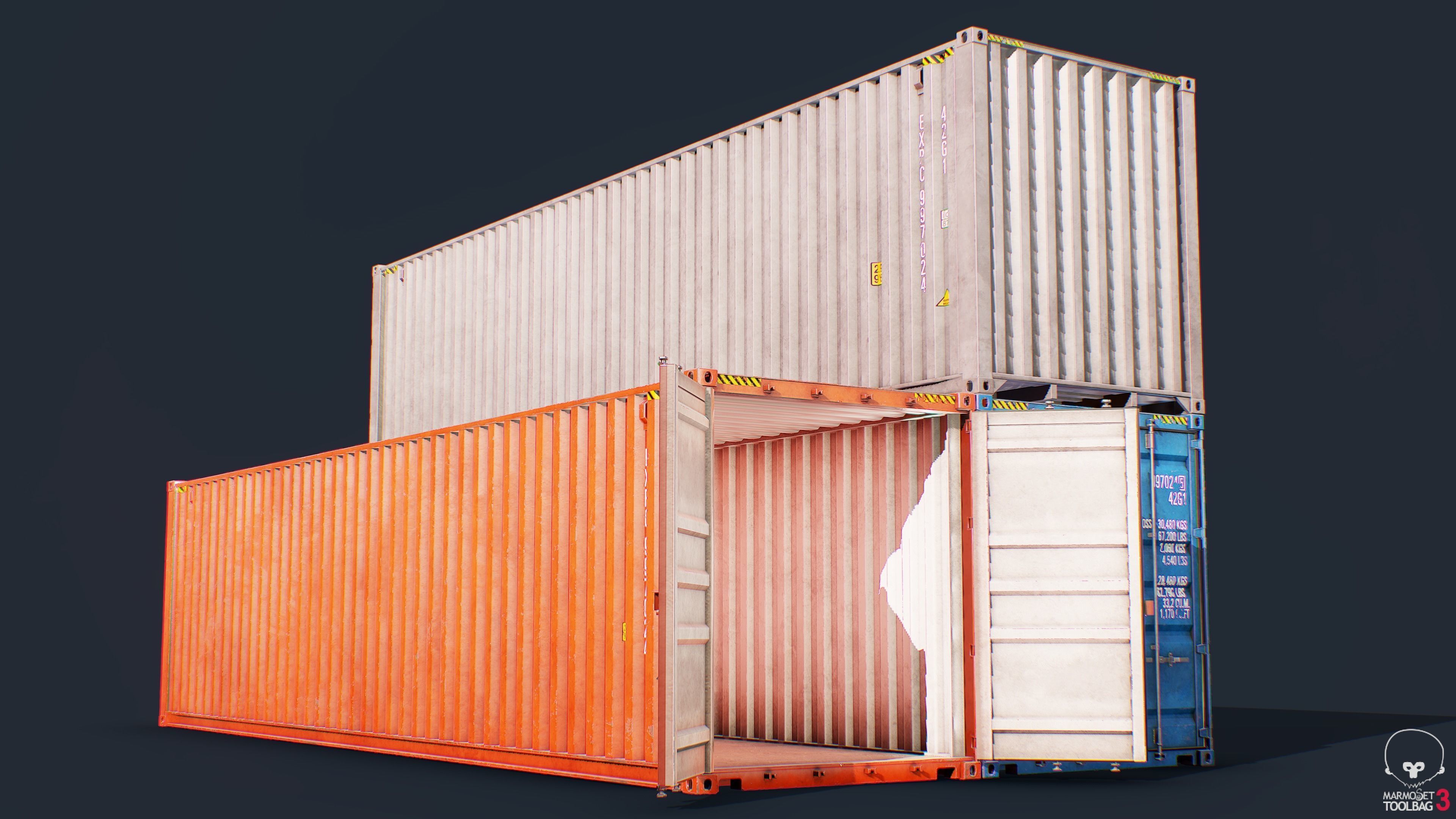 Container Pack Low-poly 3D model_14