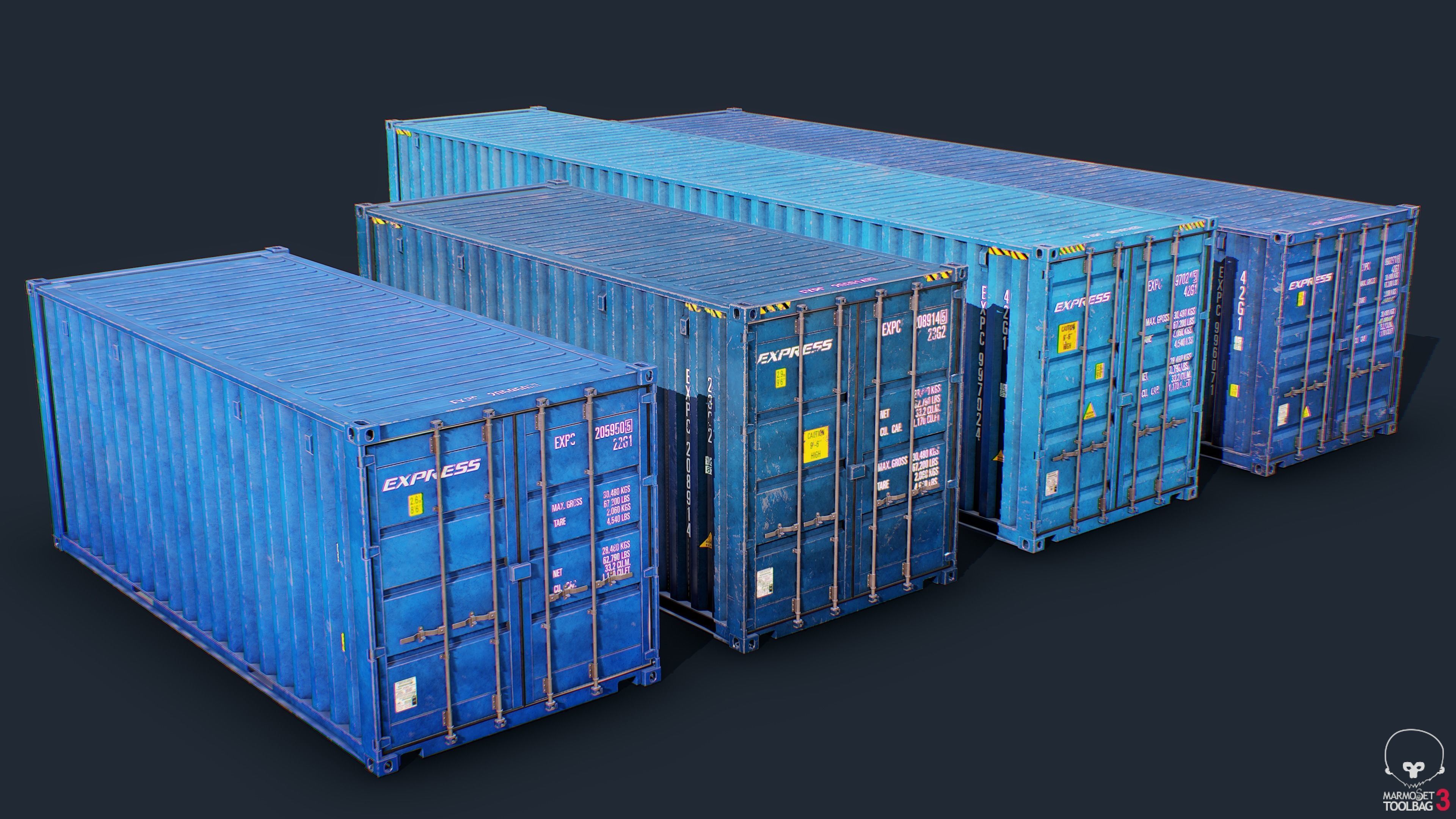 Container Pack Low-poly 3D model_12