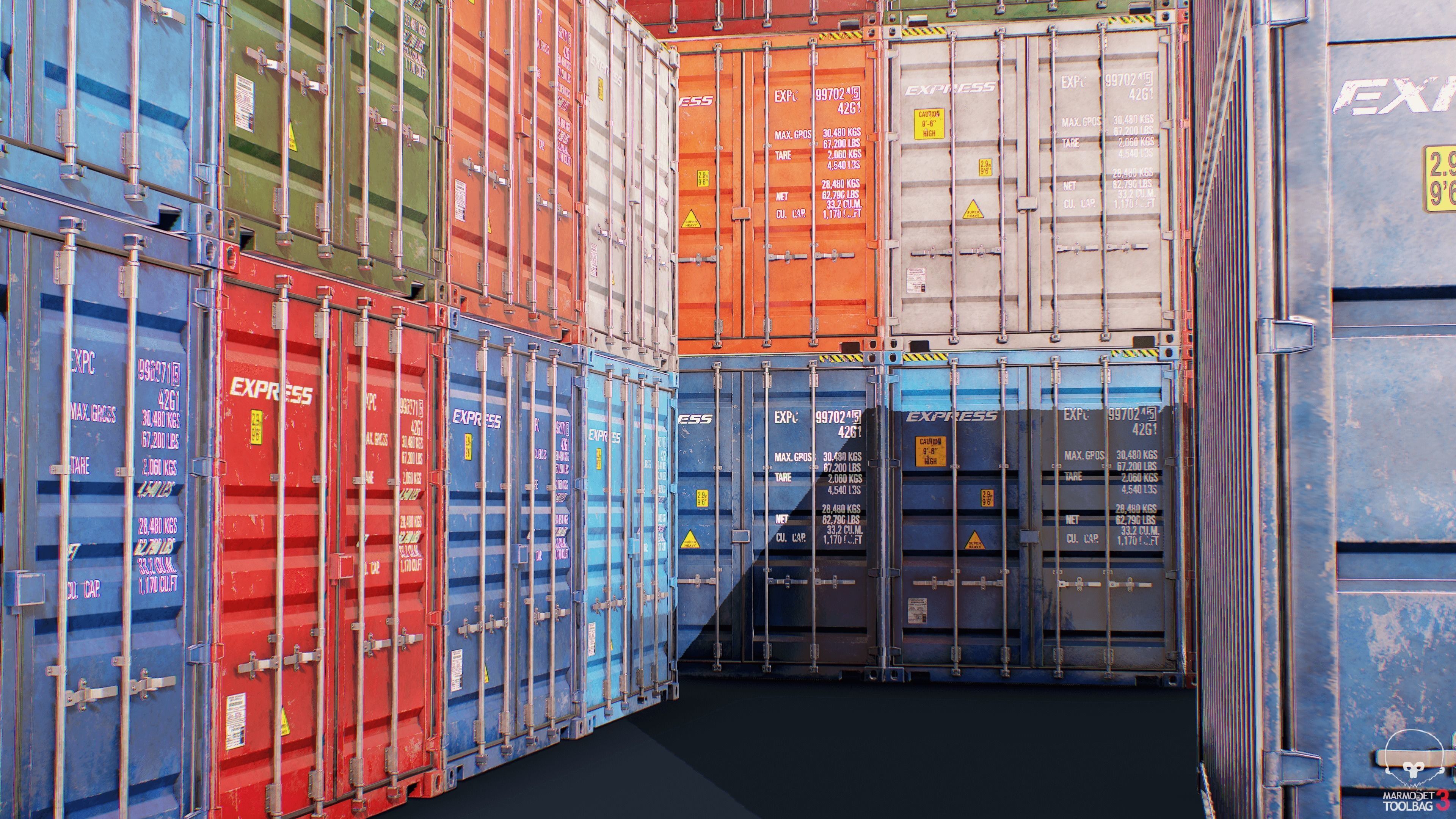 Container Pack Low-poly 3D model_18