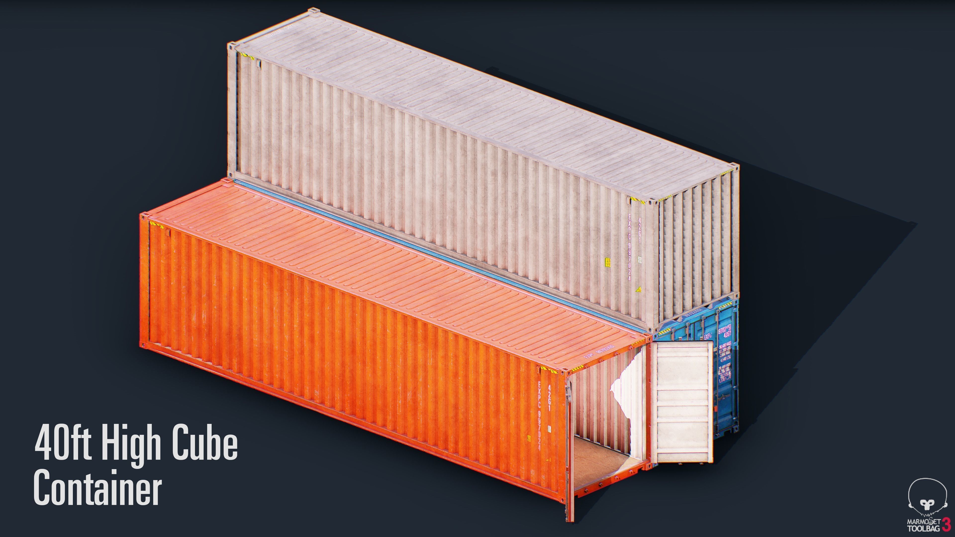 Container Pack Low-poly 3D model_4