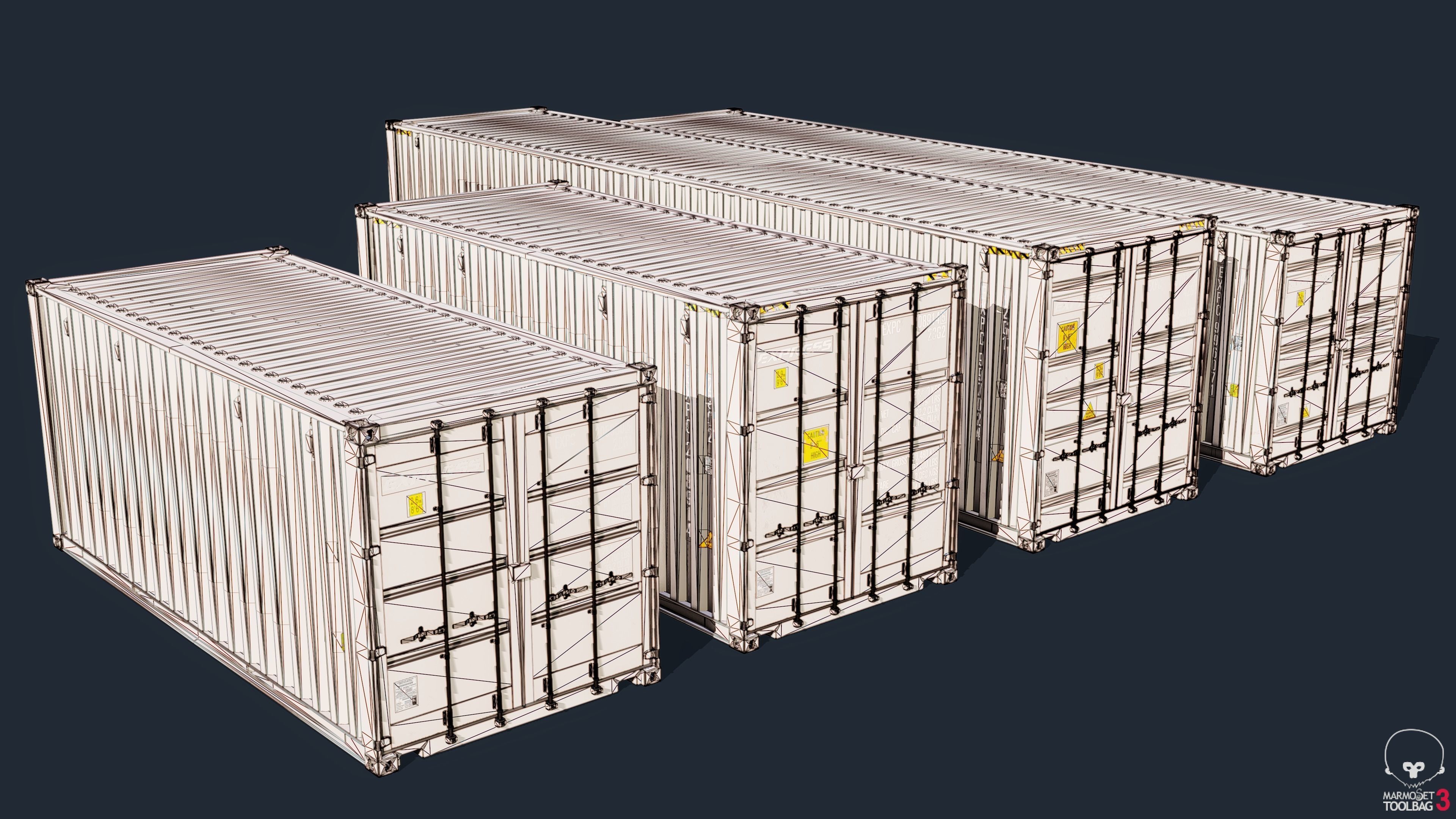 Container Pack Low-poly 3D model_8