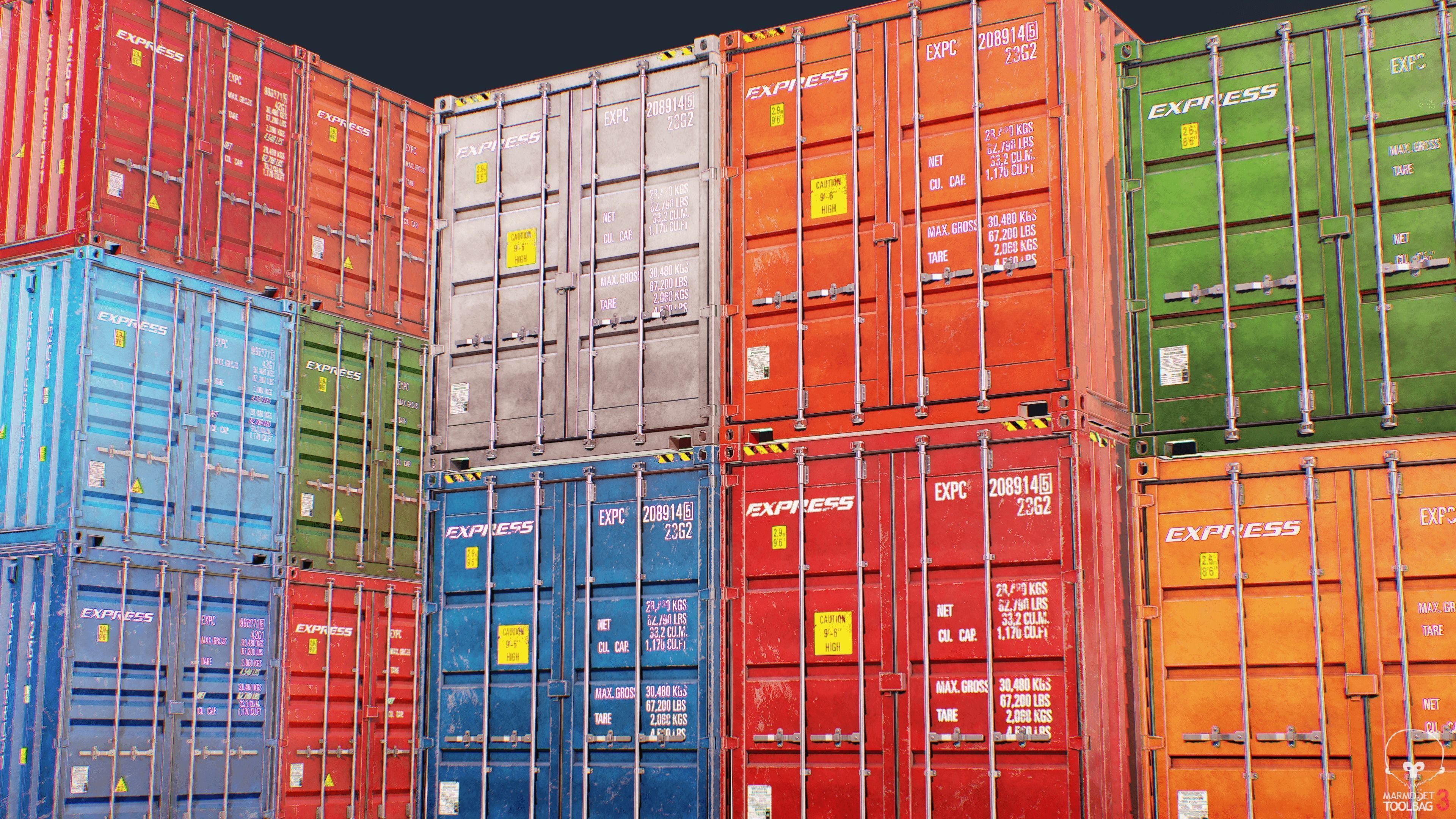 Container Pack Low-poly 3D model_22