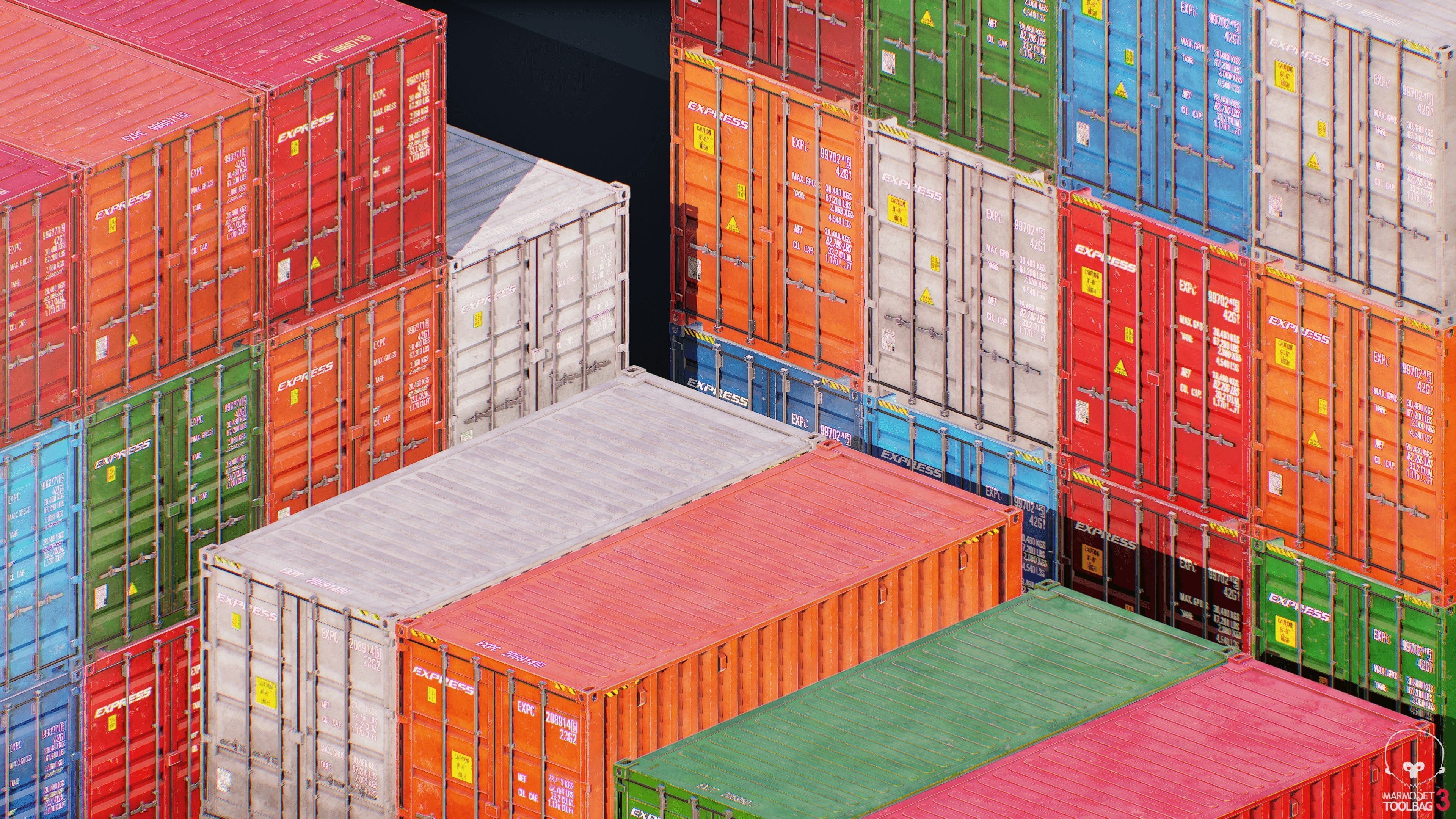 Container Pack Low-poly 3D model_23