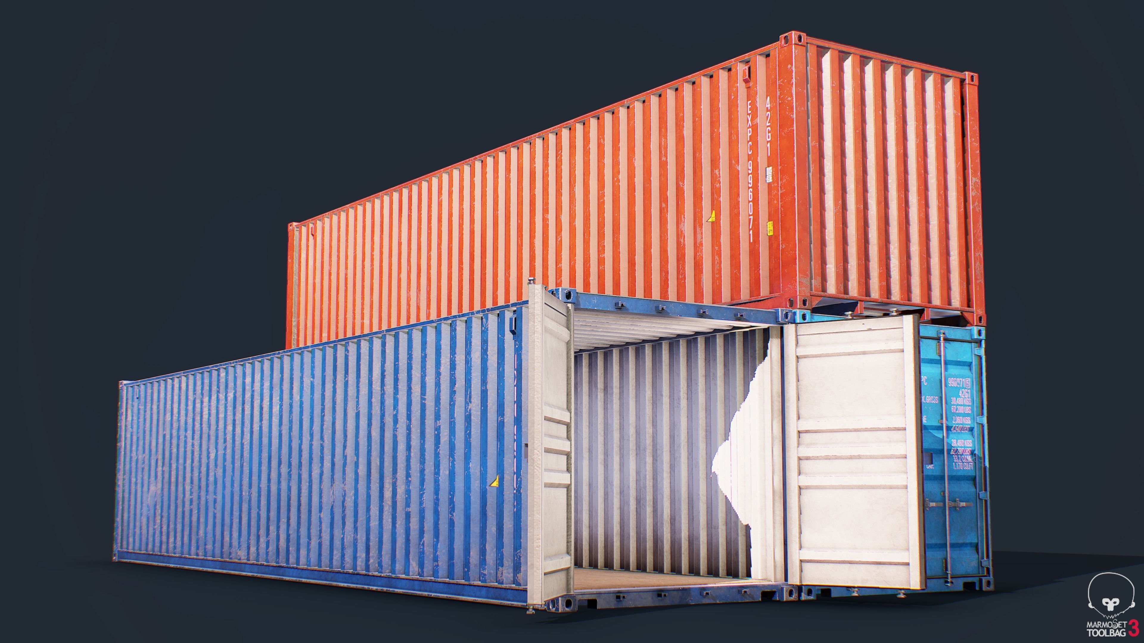 Container Pack Low-poly 3D model_17