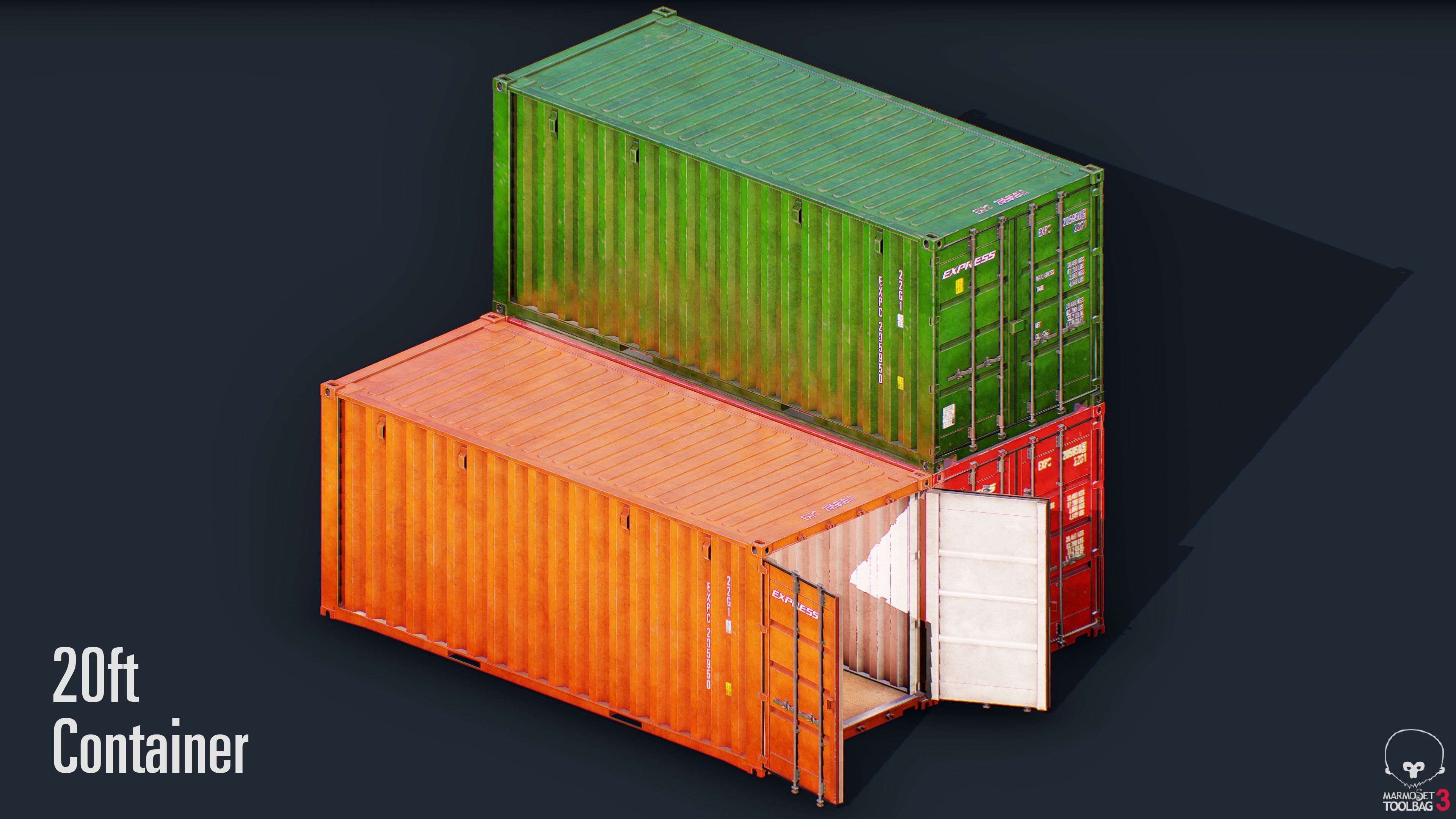 Container Pack Low-poly 3D model_1