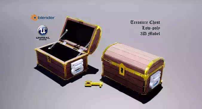 Treasure Chest Low-poly 3D model