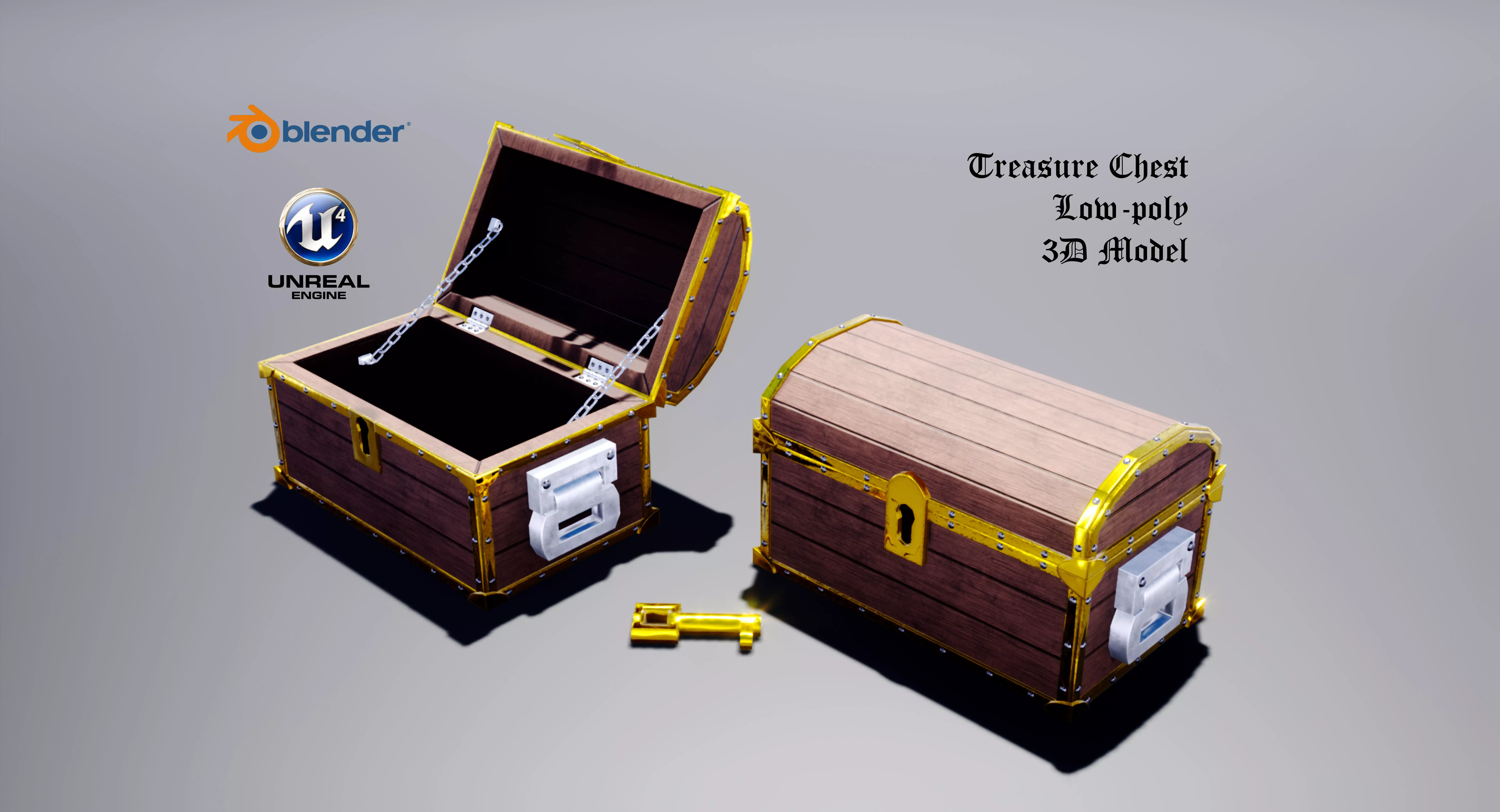 Treasure Chest Low-poly 3D model_0