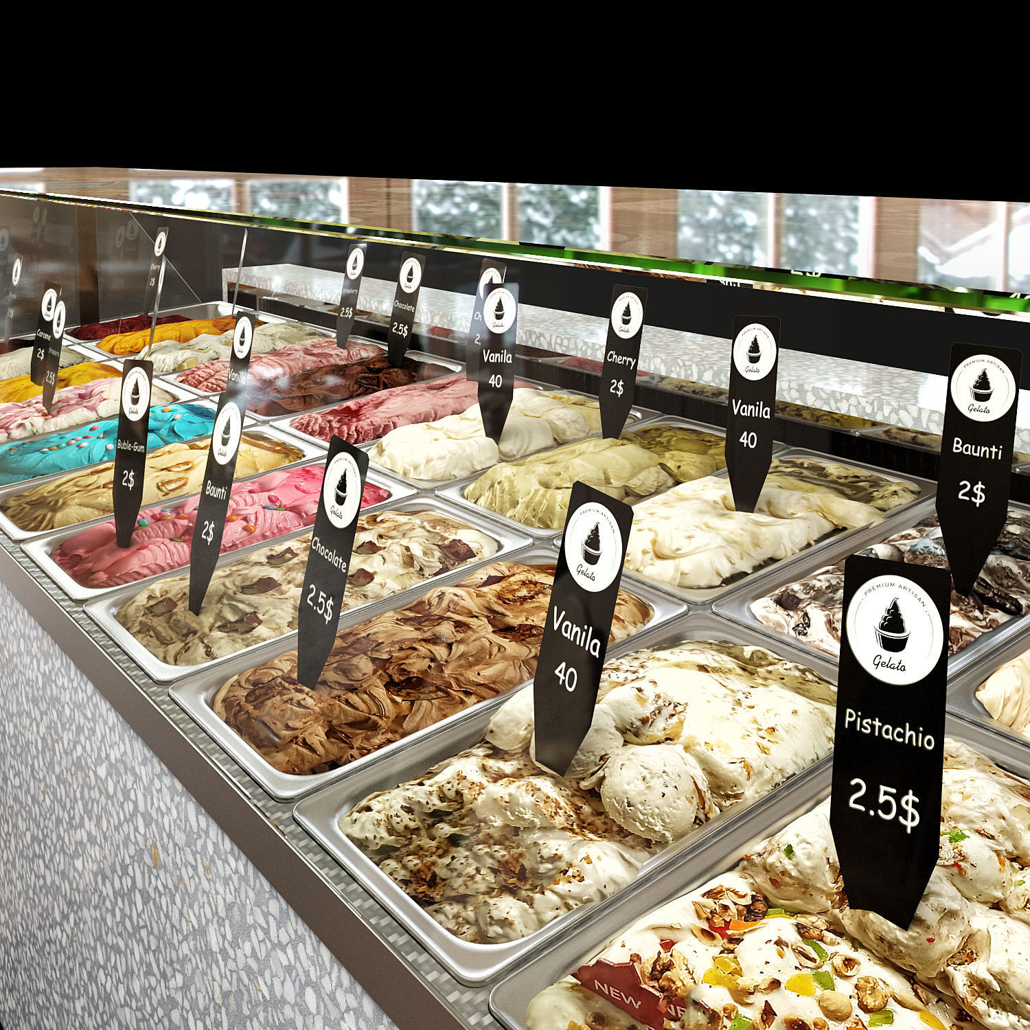 Ice Cream store 3D model_1