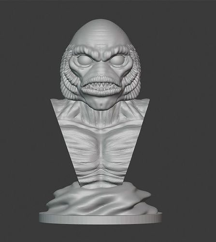 Gillman bust of alien head 3D print model