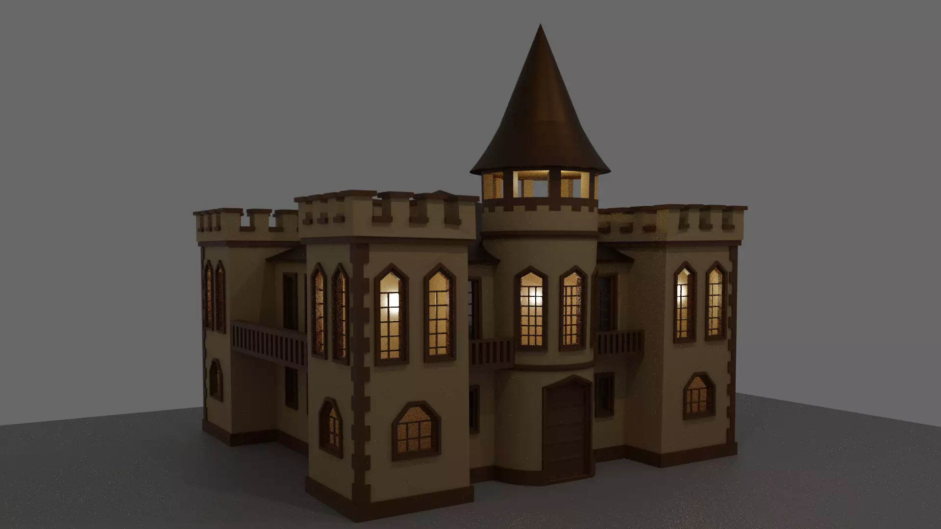 Castle Low-poly 3D model_0