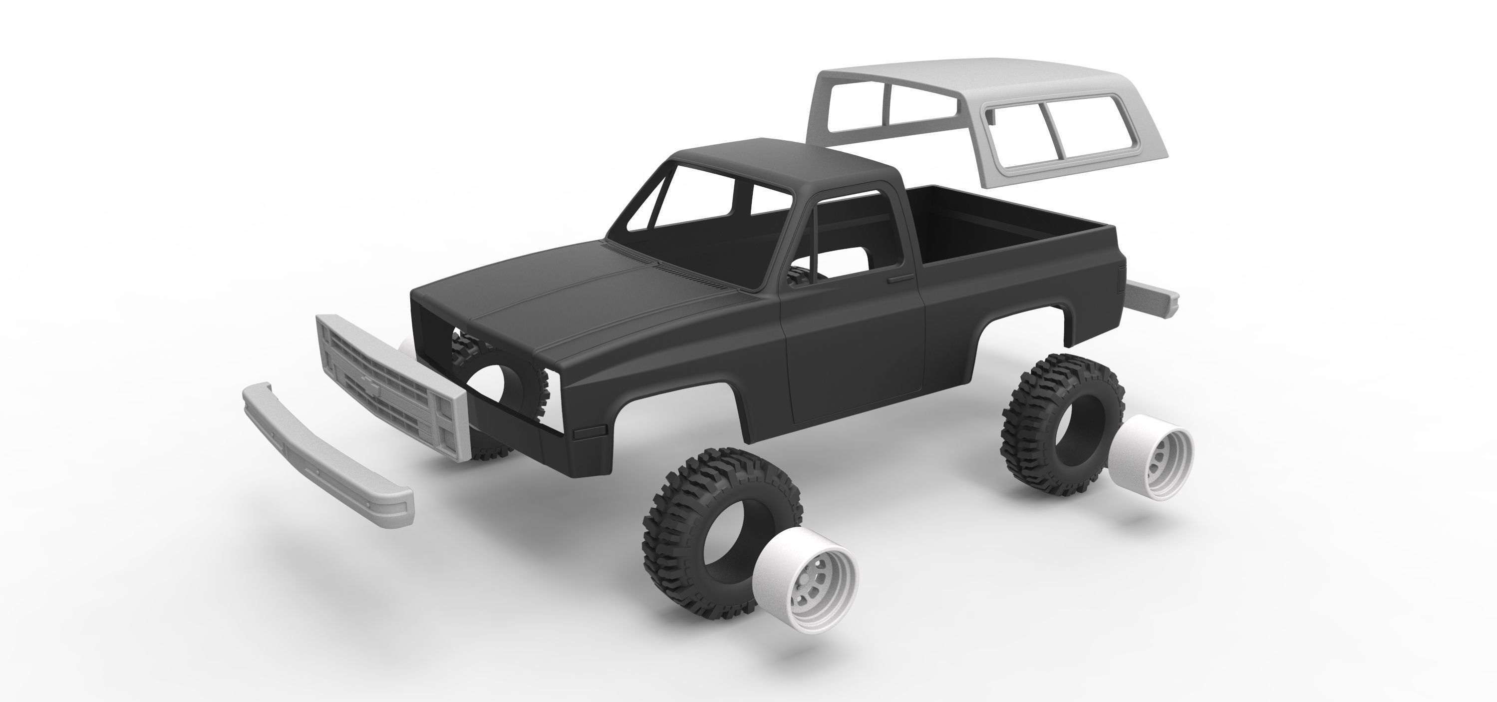 Shell and wheels 1988 Chevrolet Blazer K5 Scale 1 to 25 3D print model_11