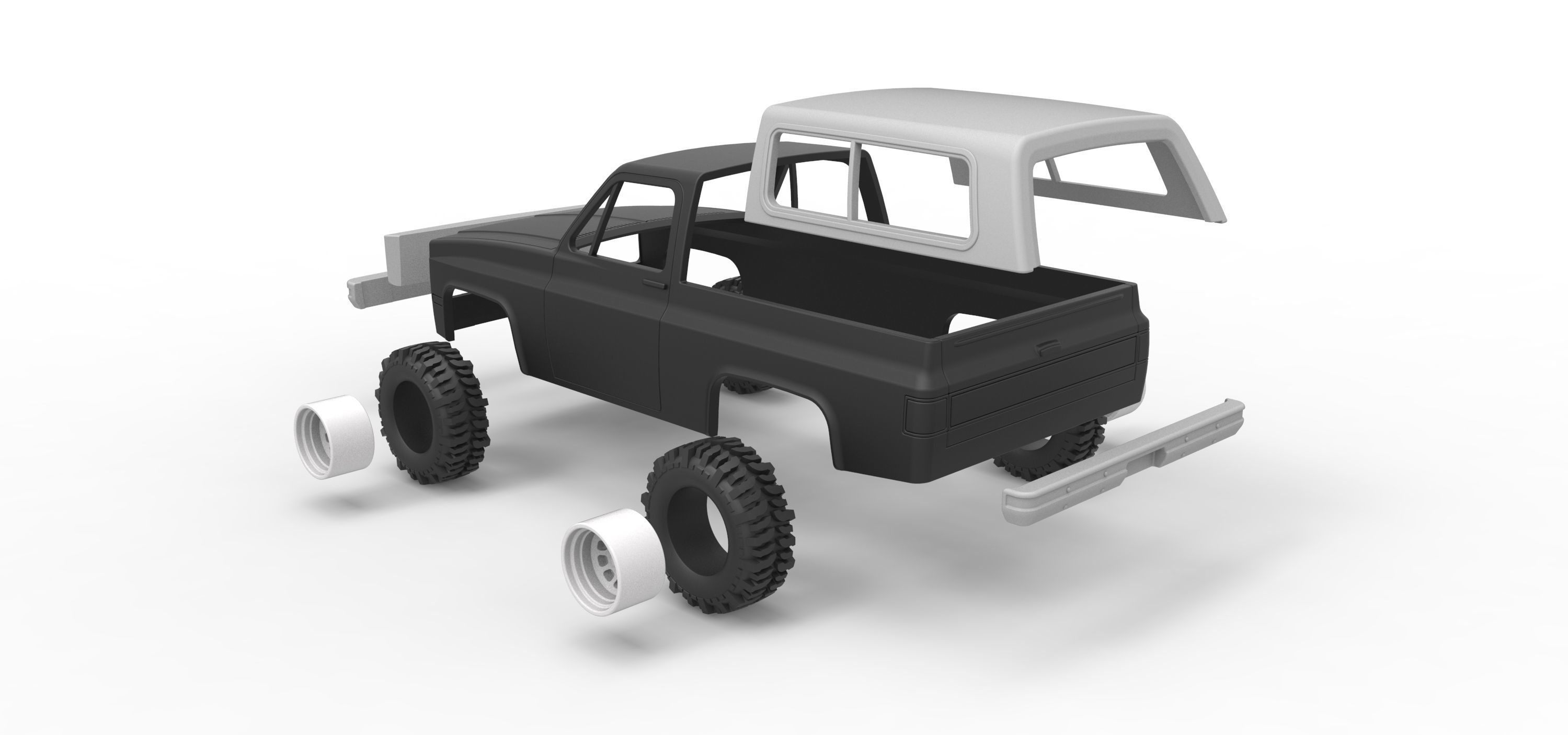 Shell and wheels 1988 Chevrolet Blazer K5 Scale 1 to 25 3D print model_12