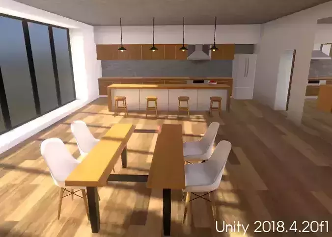 RoomKitVol002Kitchen open kitchen and dining room Low-poly 3D model