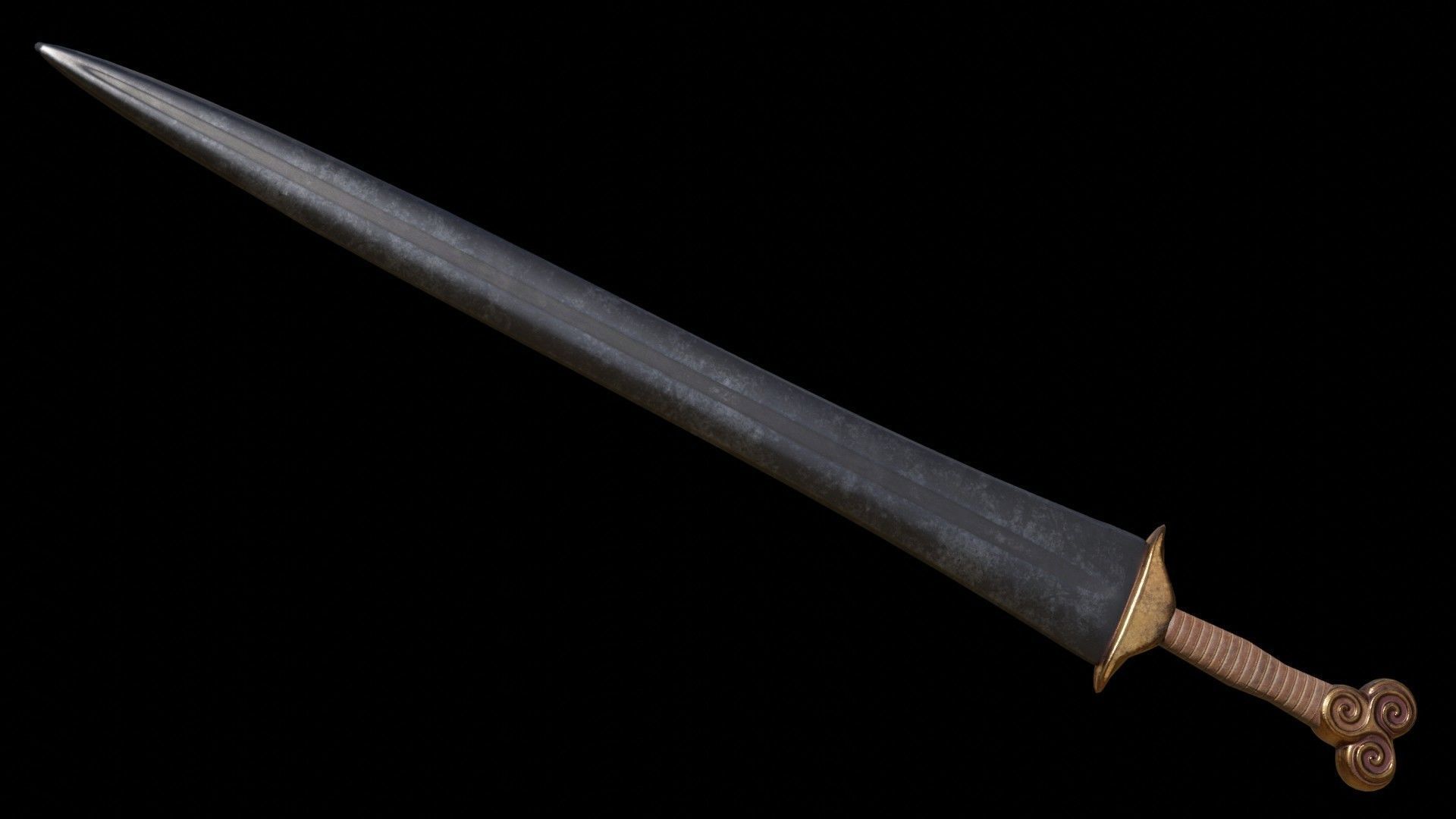 Greek Sword Xiphos 04 Low-poly 3D model_2