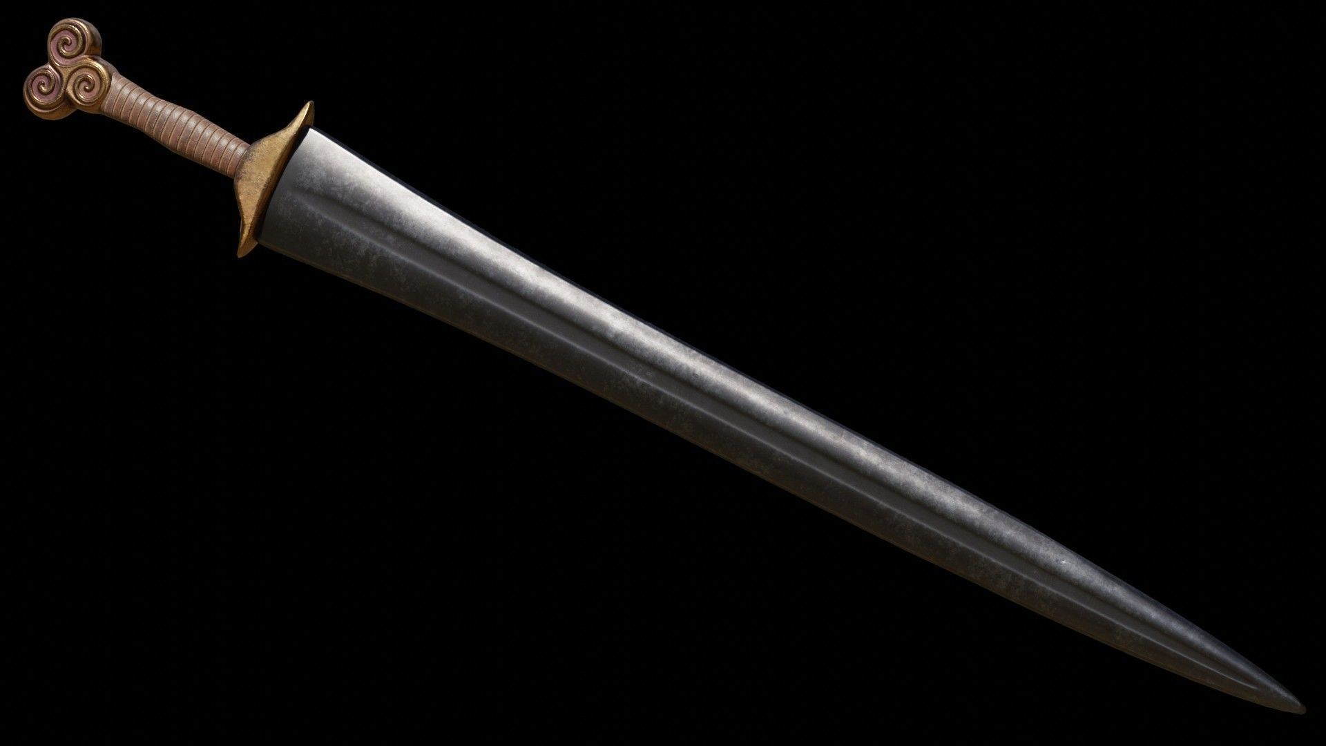 Greek Sword Xiphos 04 Low-poly 3D model_6