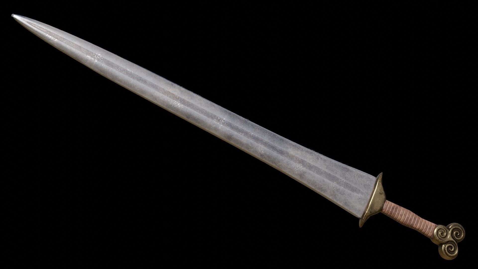 Greek Sword Xiphos 04 Low-poly 3D model_1