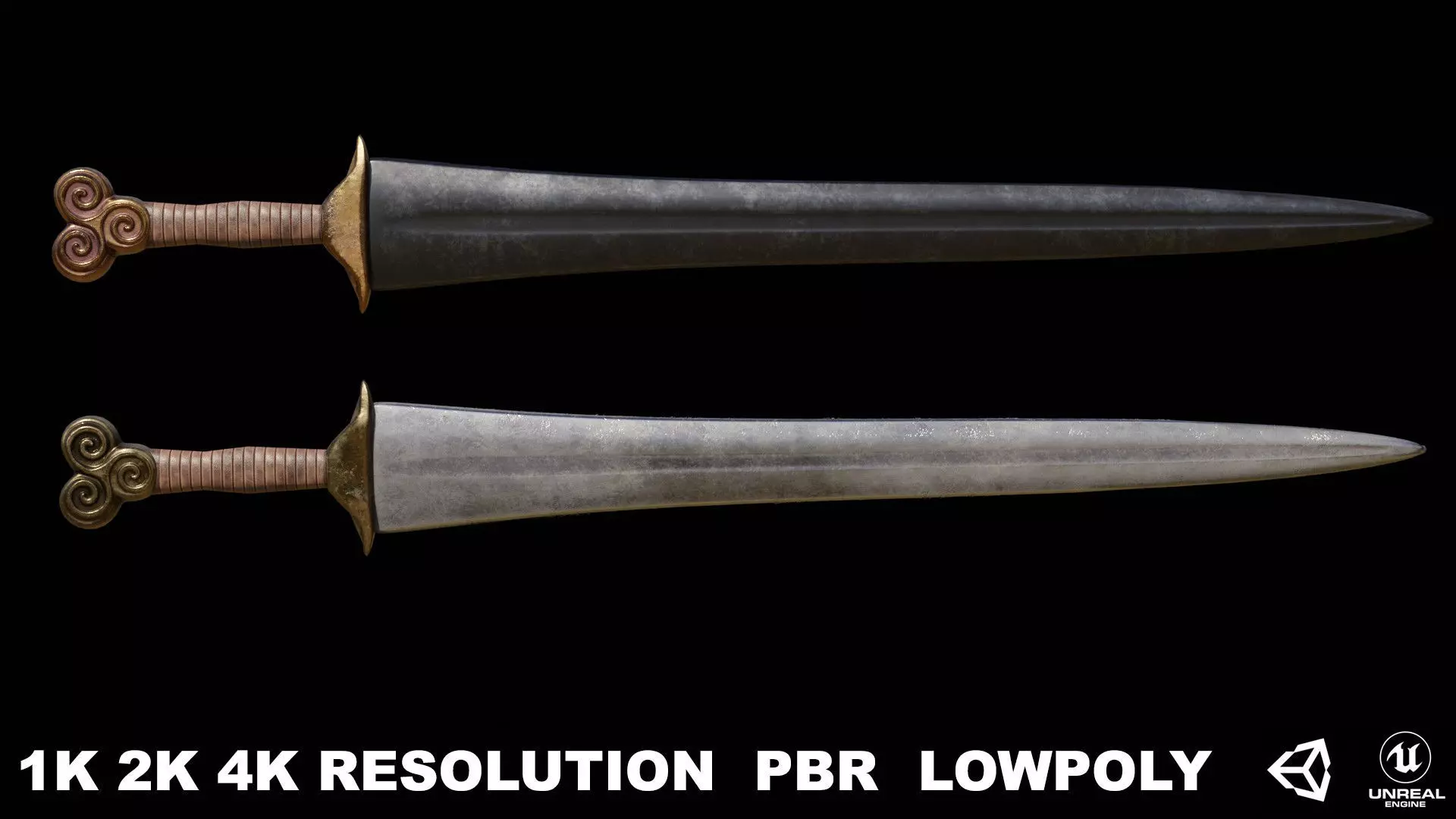 Greek Sword Xiphos 04 Low-poly 3D model_0