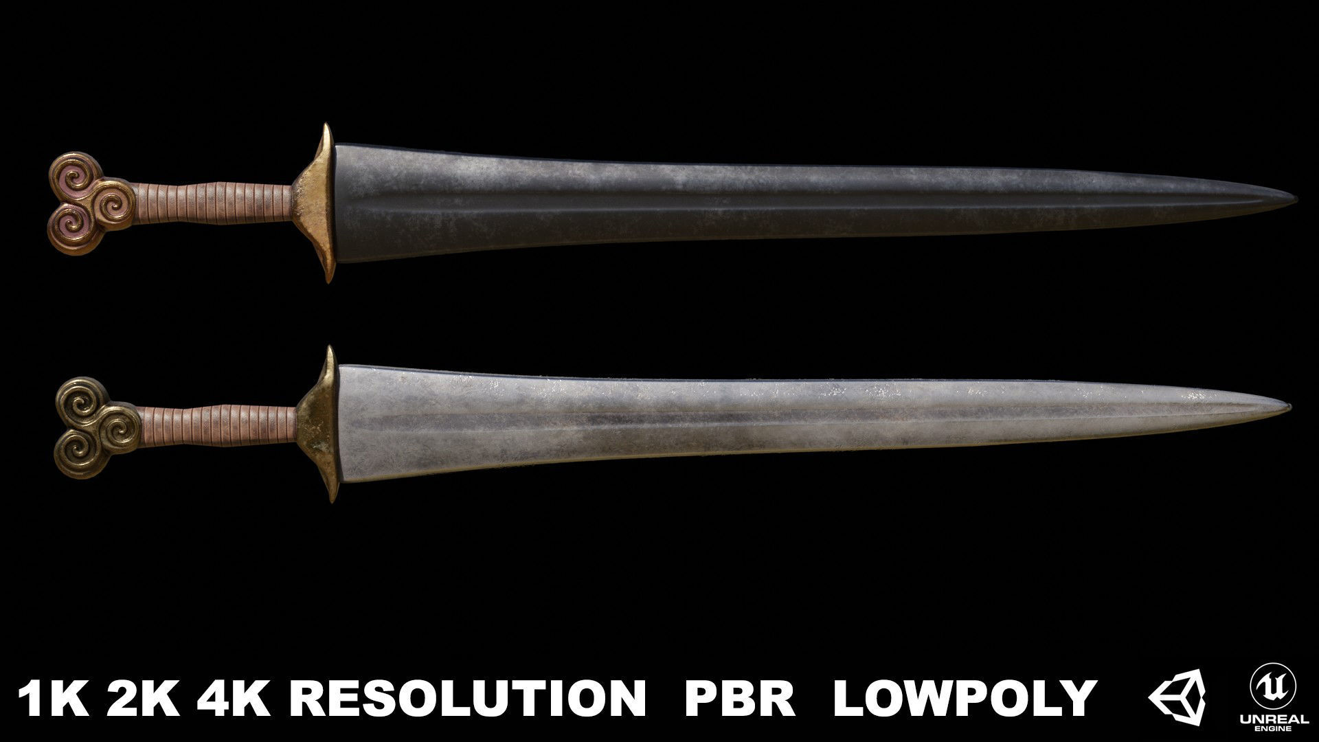 Greek Sword Xiphos Collection Low-poly 3D model_5