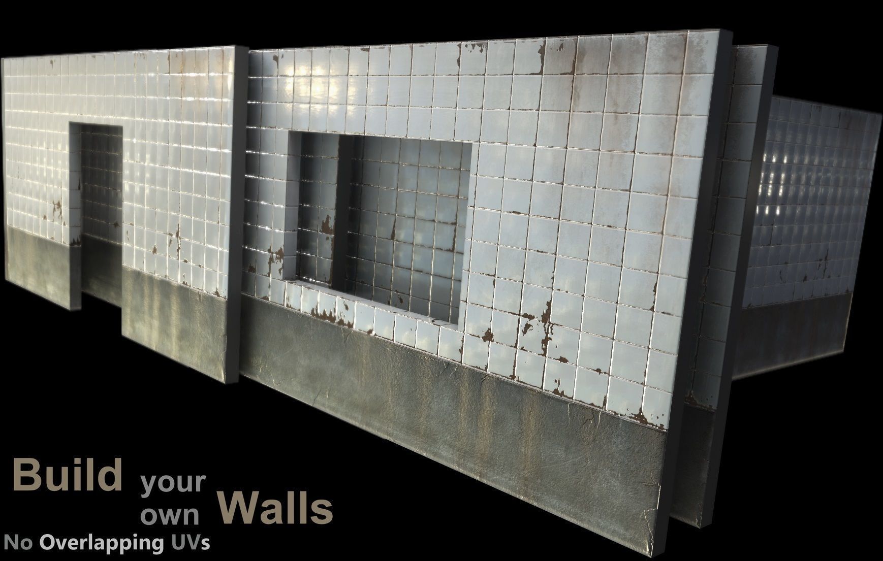 Wall modular - PBR - Game-ready Low-poly 3D model_8