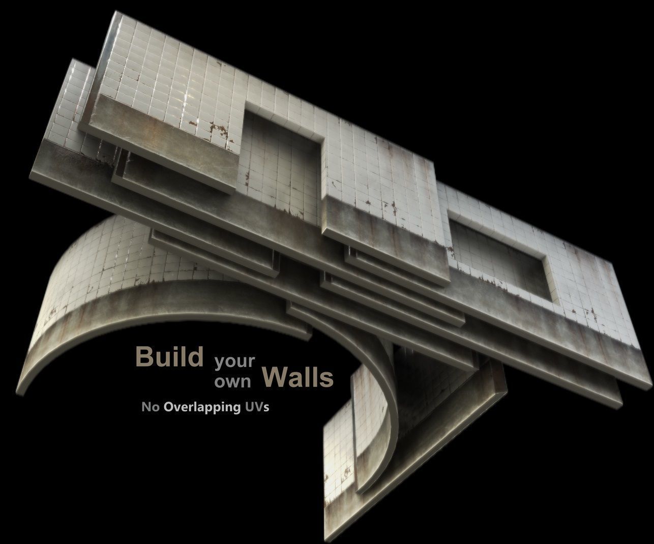 Wall modular - PBR - Game-ready Low-poly 3D model_4