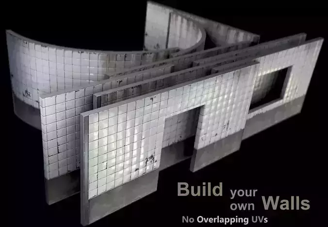 Wall modular - PBR - Game-ready Low-poly 3D model