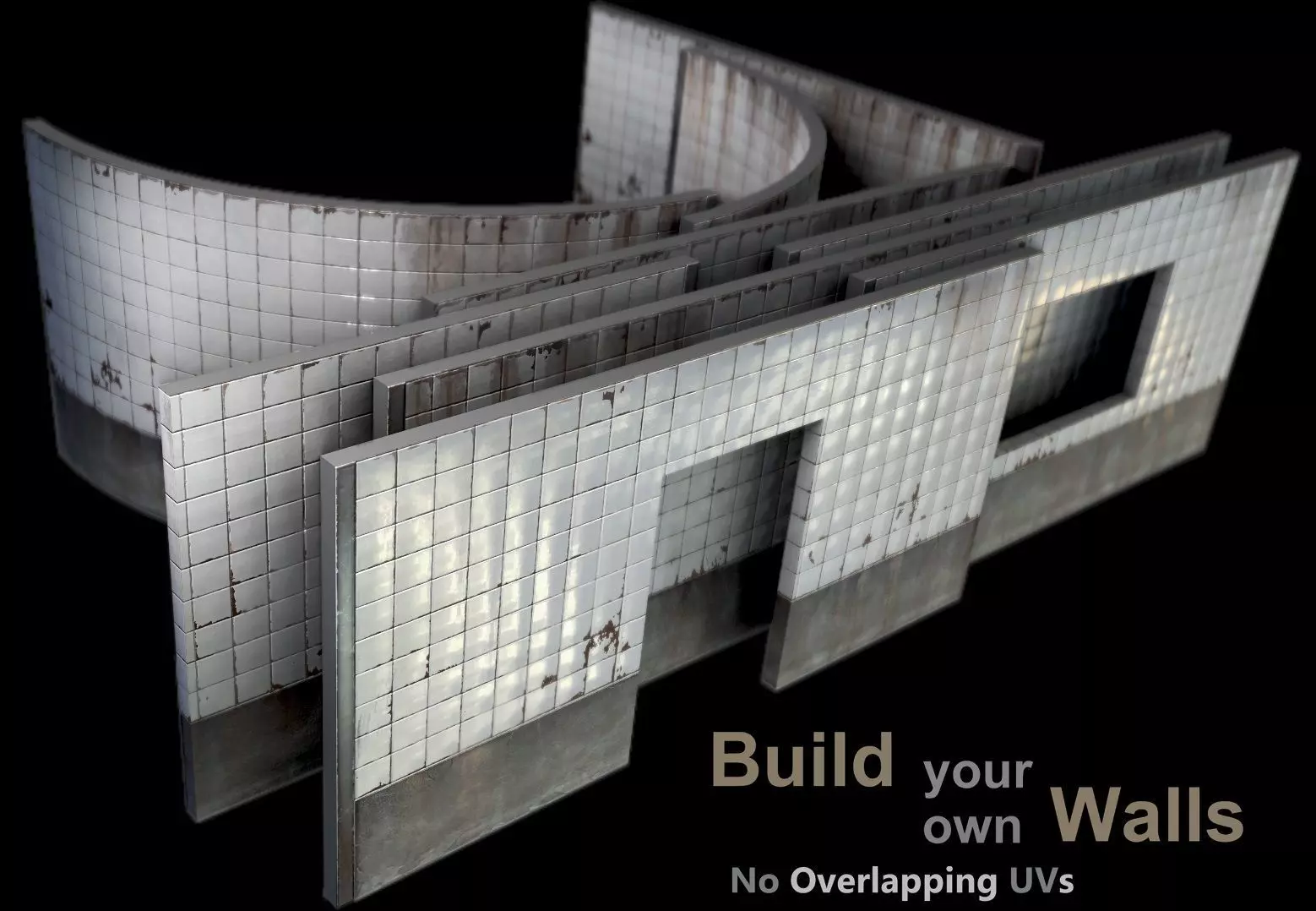 Wall modular - PBR - Game-ready Low-poly 3D model_0