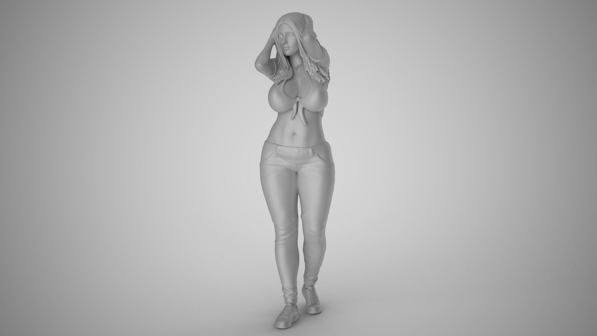 Woman Holding her Head 3D print model_1