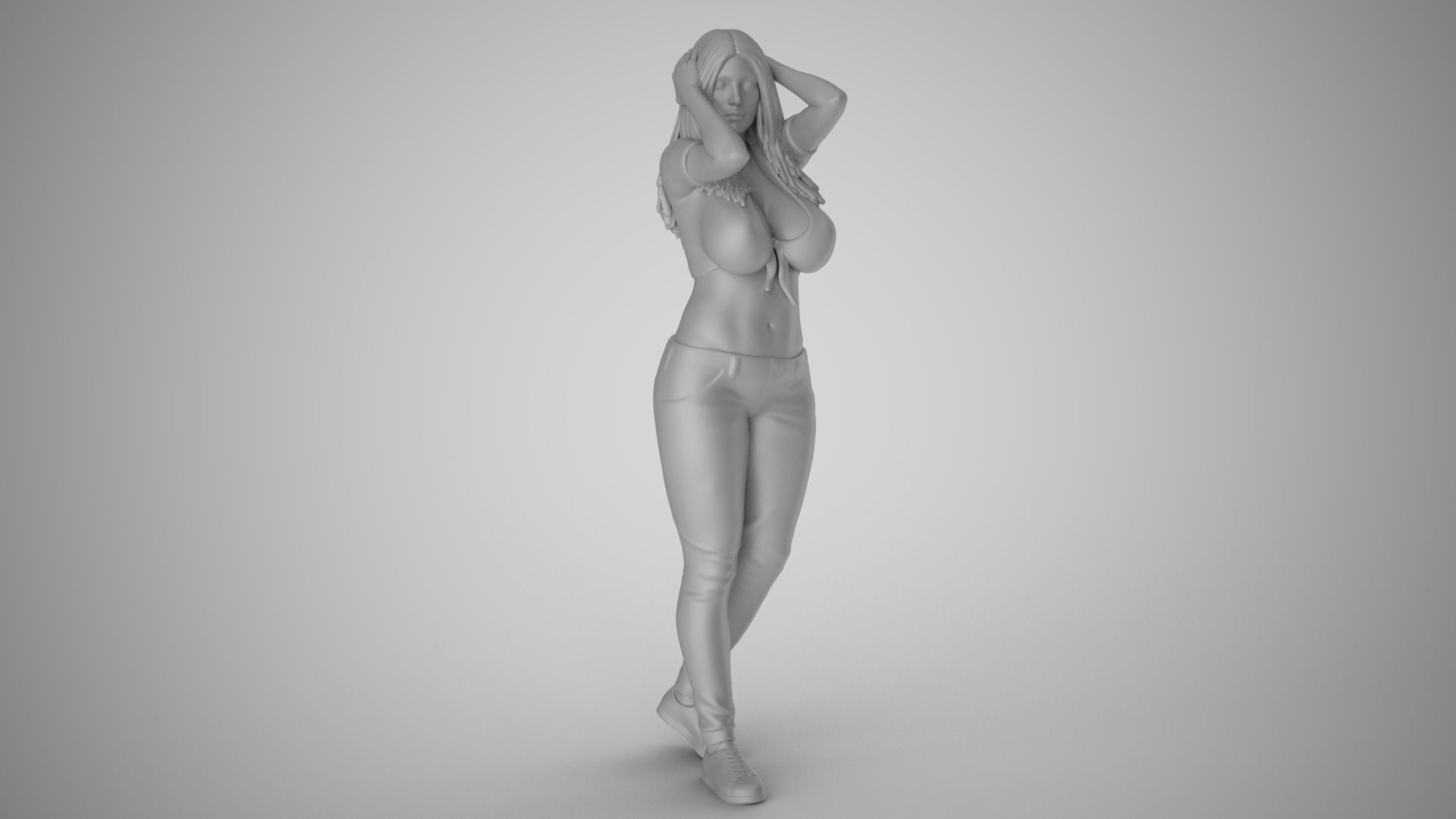 Woman Holding her Head 3D print model_2