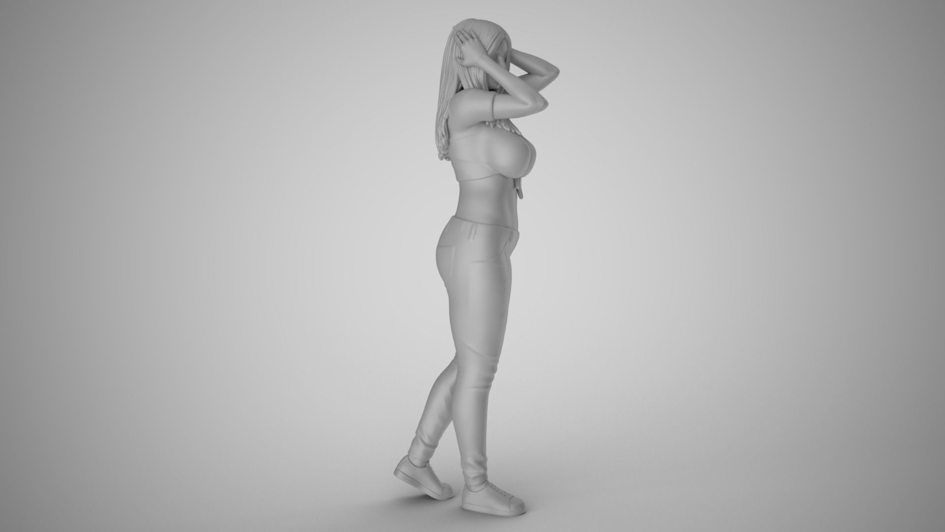 Woman Holding her Head 3D print model_3