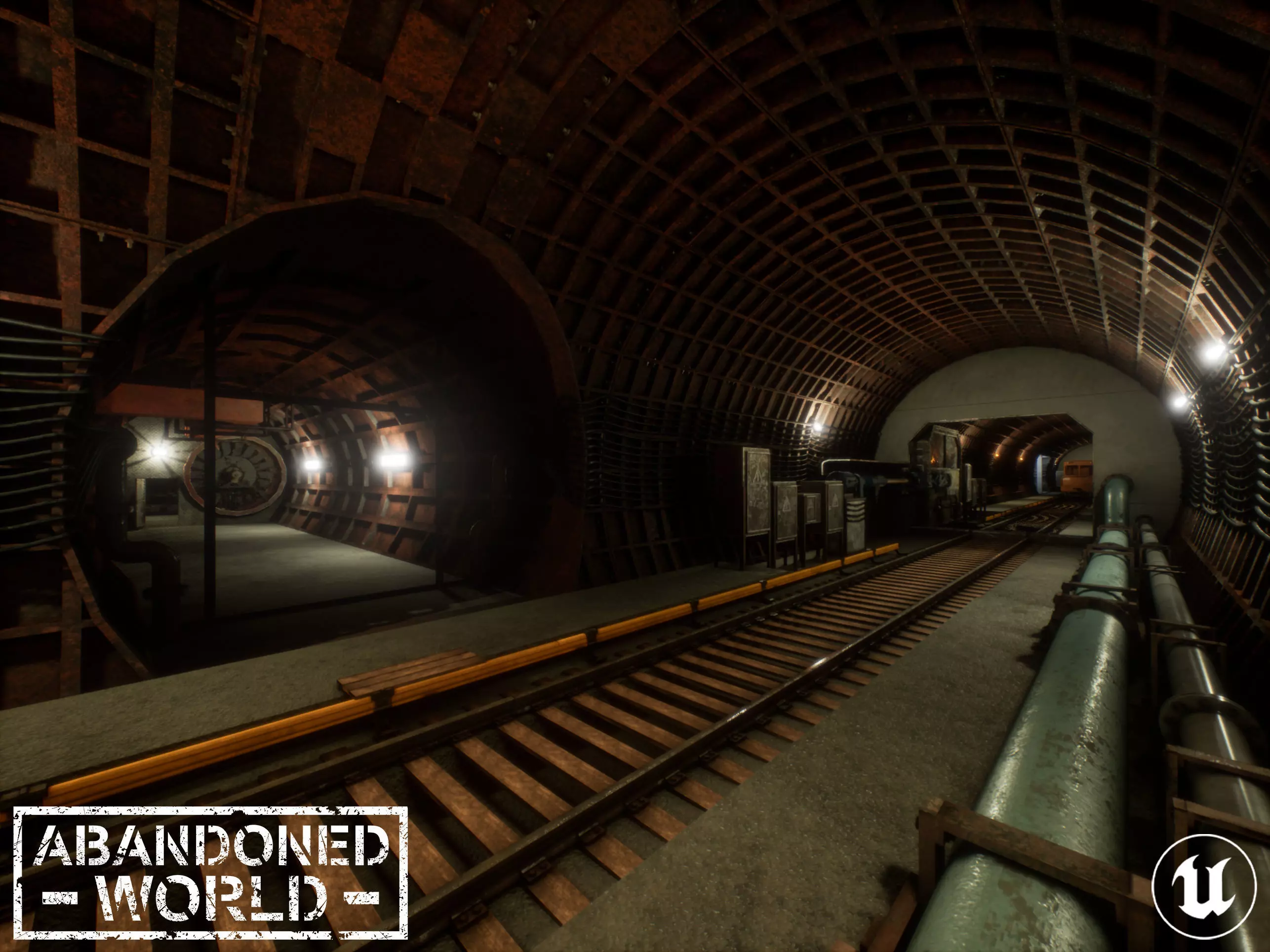 Modular Subway Tunnels for UE Low-poly 3D model_0