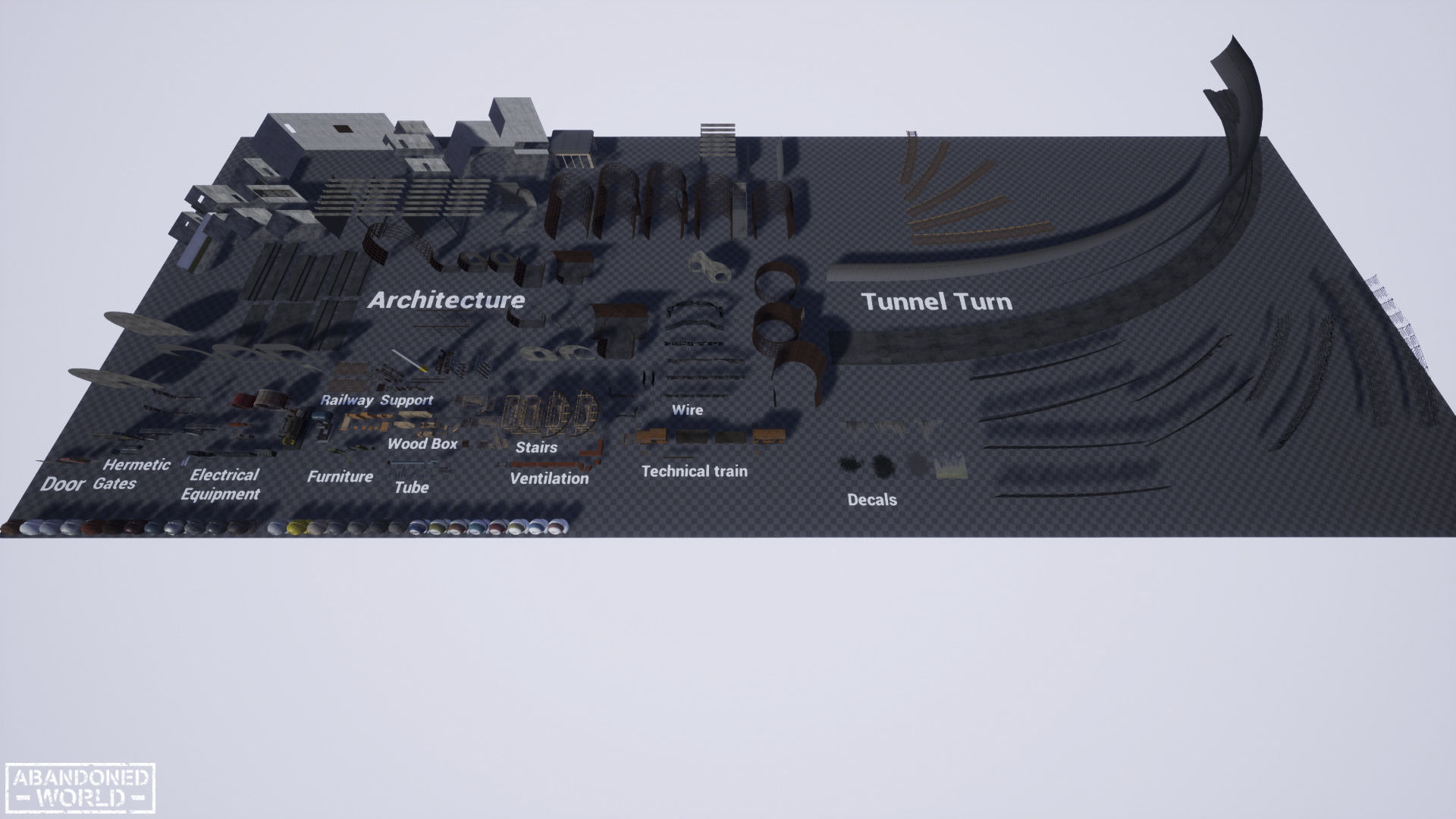 Modular Subway Tunnels for UE Low-poly 3D model_43