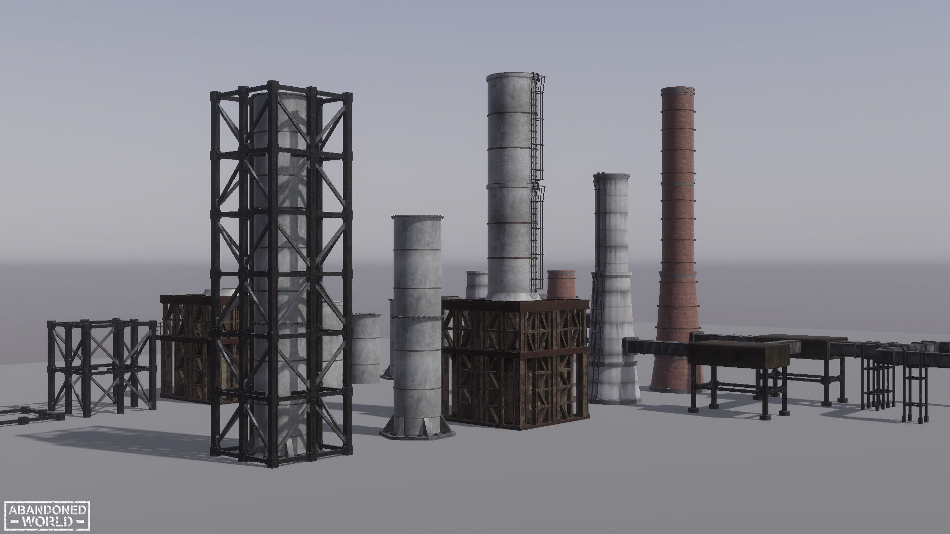 Modular Industrial Pipe Low-poly 3D model_1