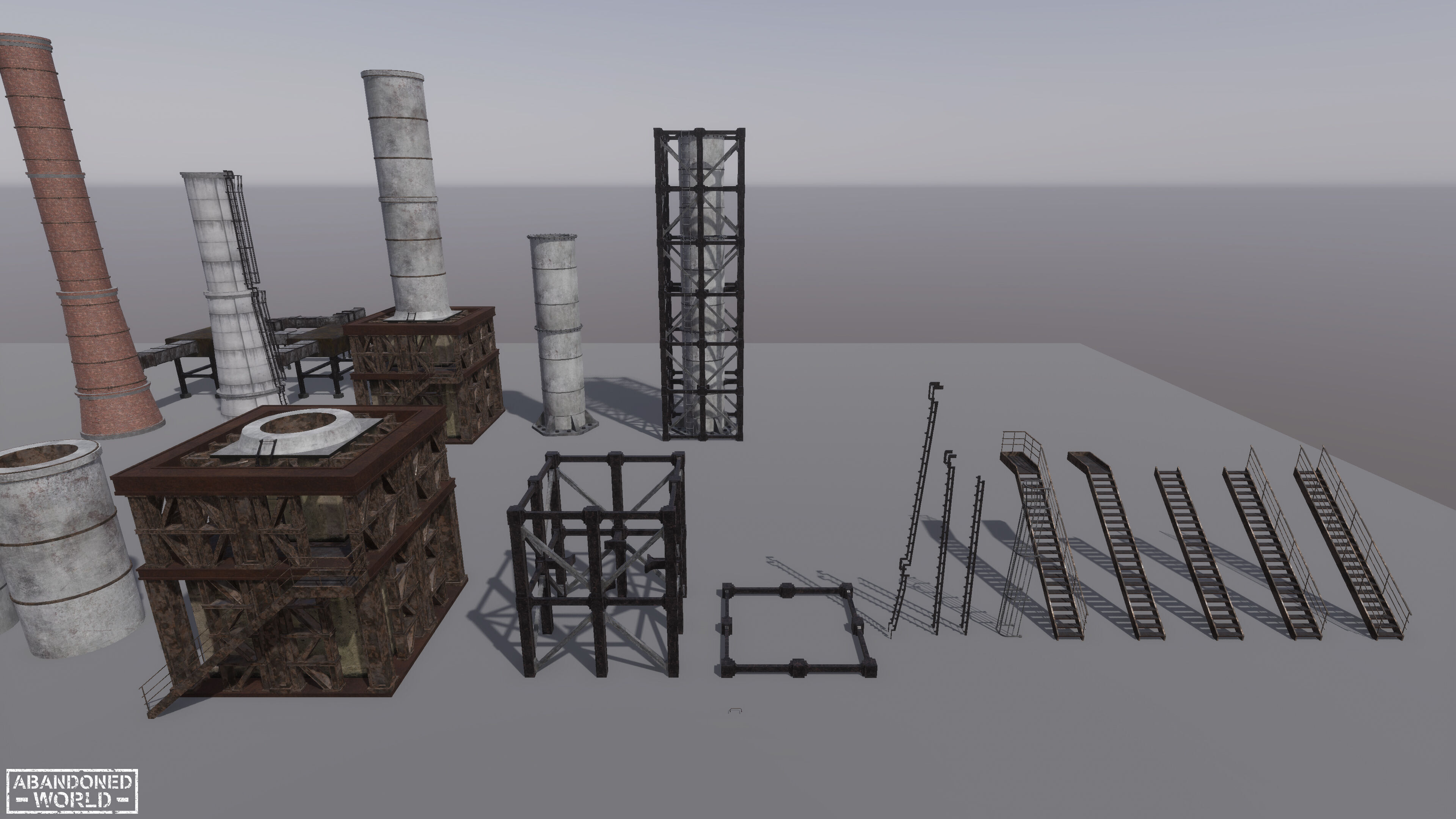 Modular Industrial Pipe Low-poly 3D model_13