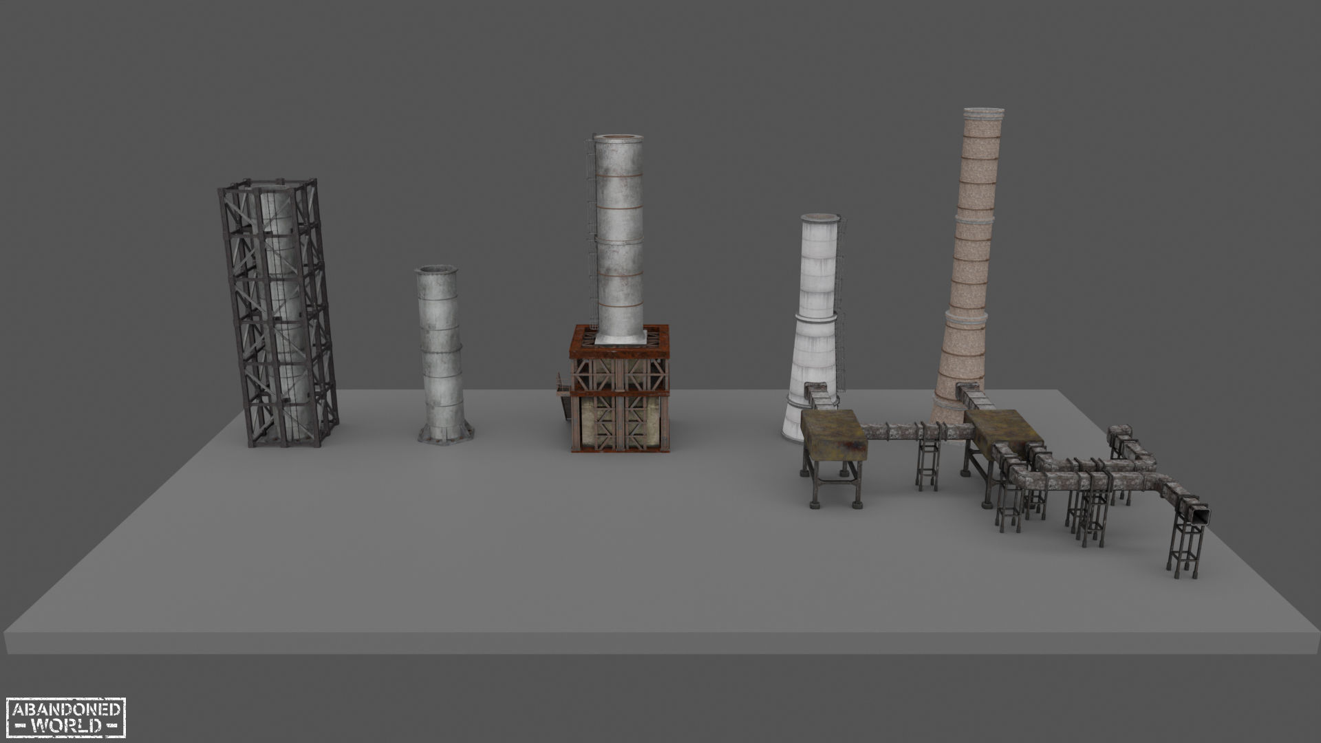 Modular Industrial Pipe Low-poly 3D model_28