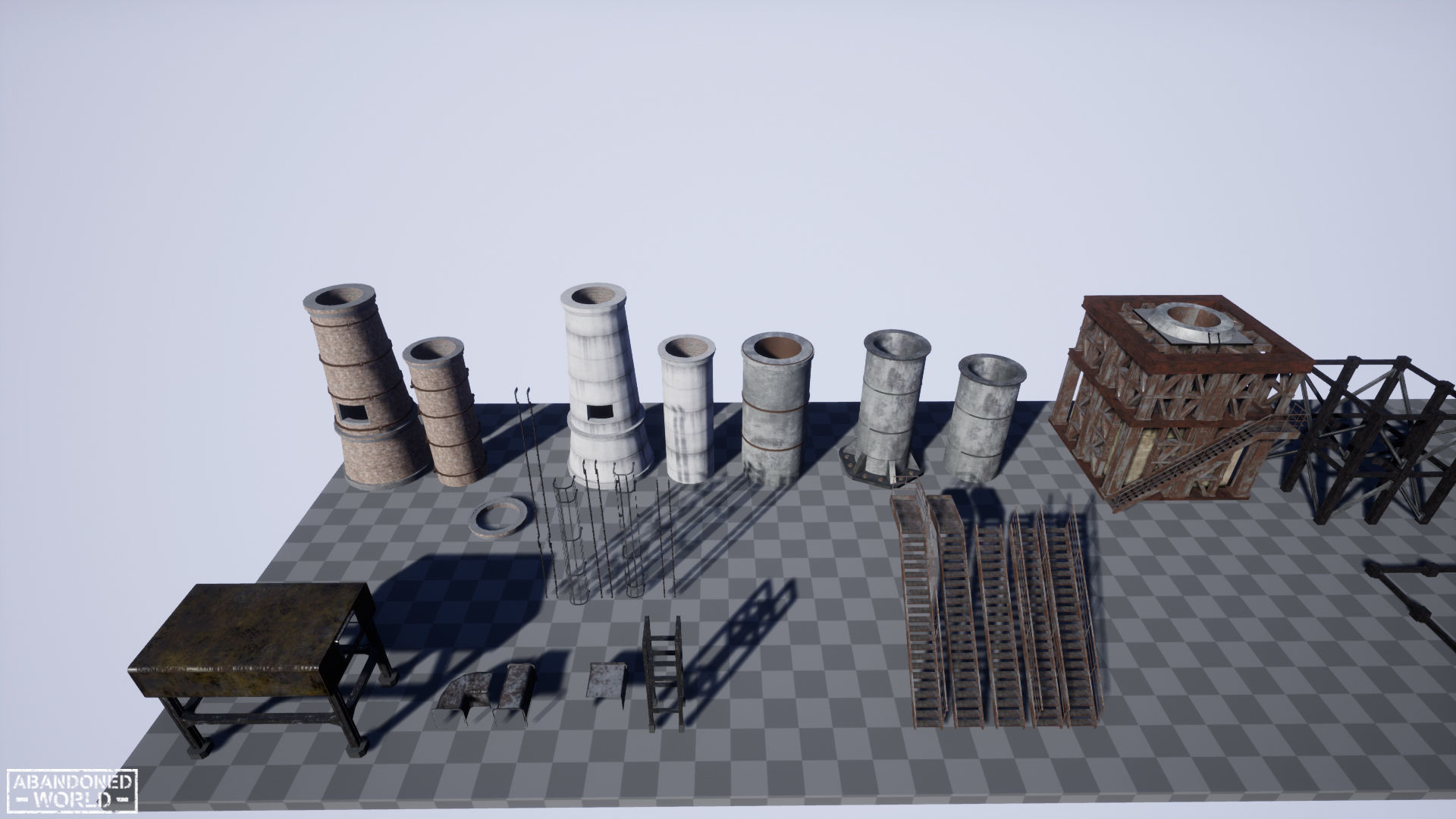 Modular Industrial Pipe Low-poly 3D model_19