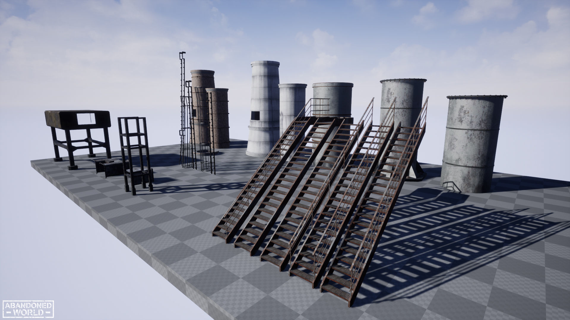 Modular Industrial Pipe Low-poly 3D model_21