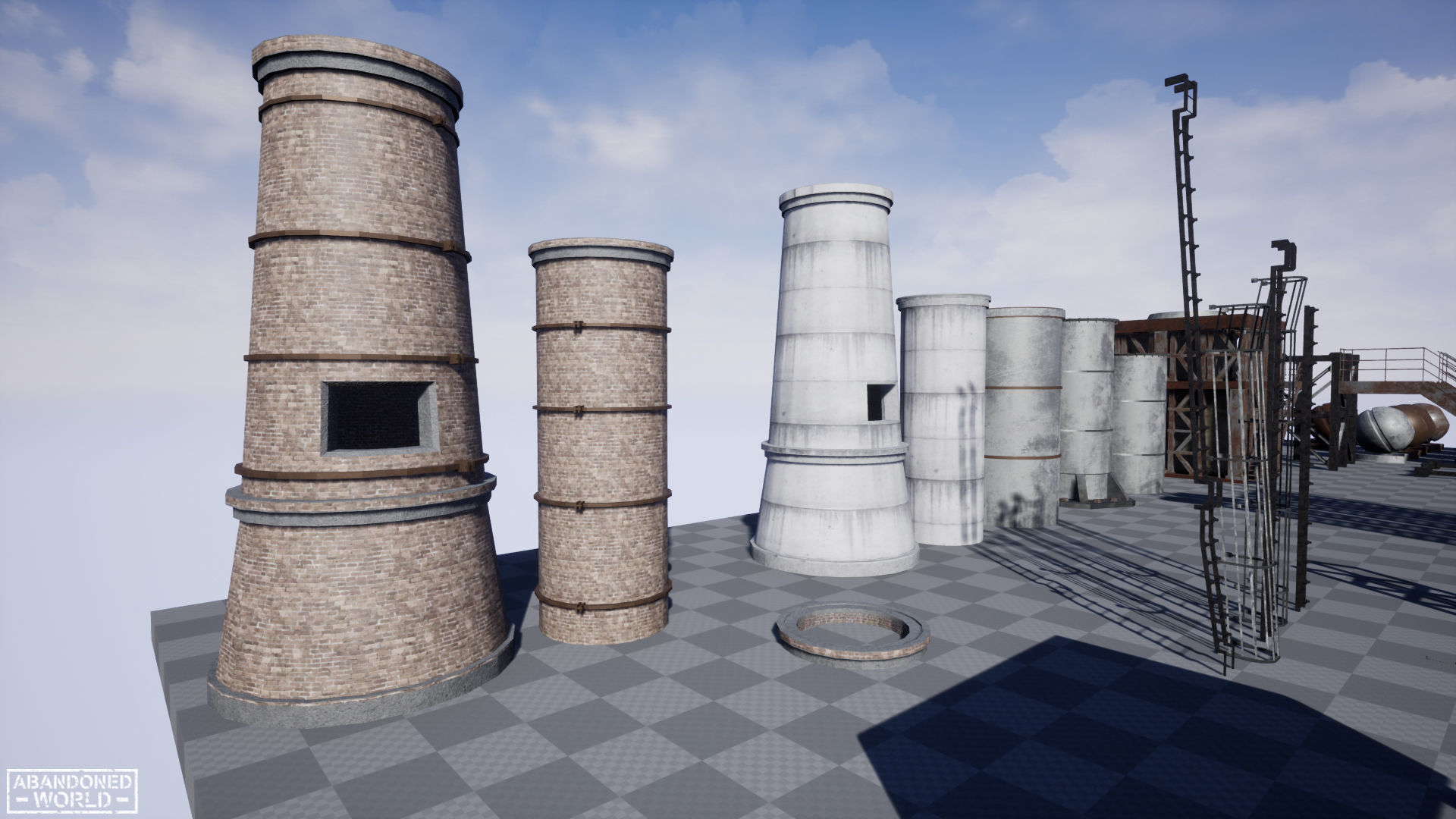 Modular Industrial Pipe Low-poly 3D model_22