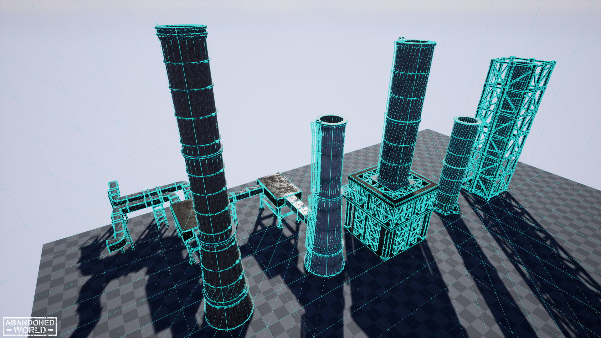 Modular Industrial Pipe Low-poly 3D model_25