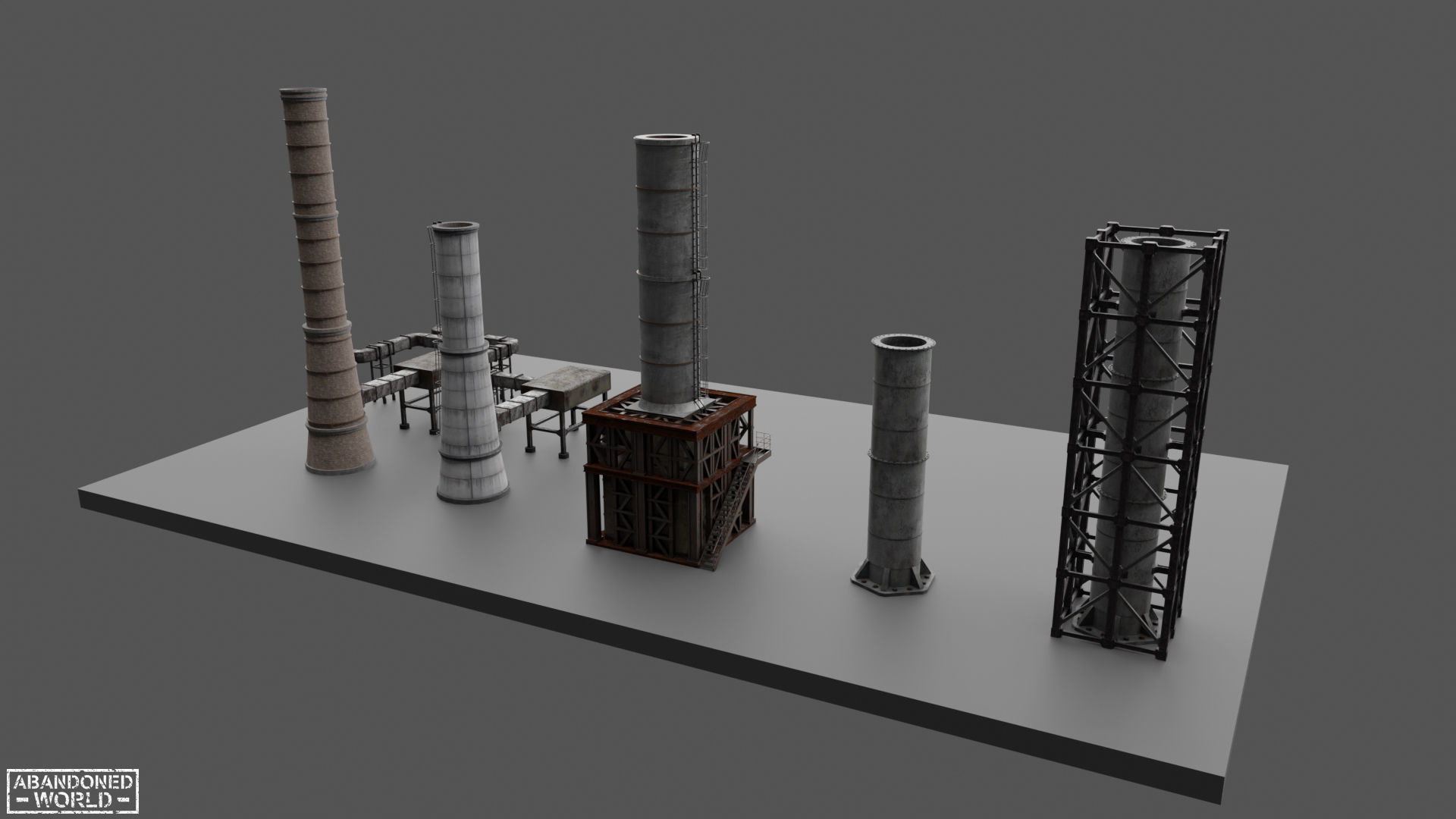 Modular Industrial Pipe Low-poly 3D model_30