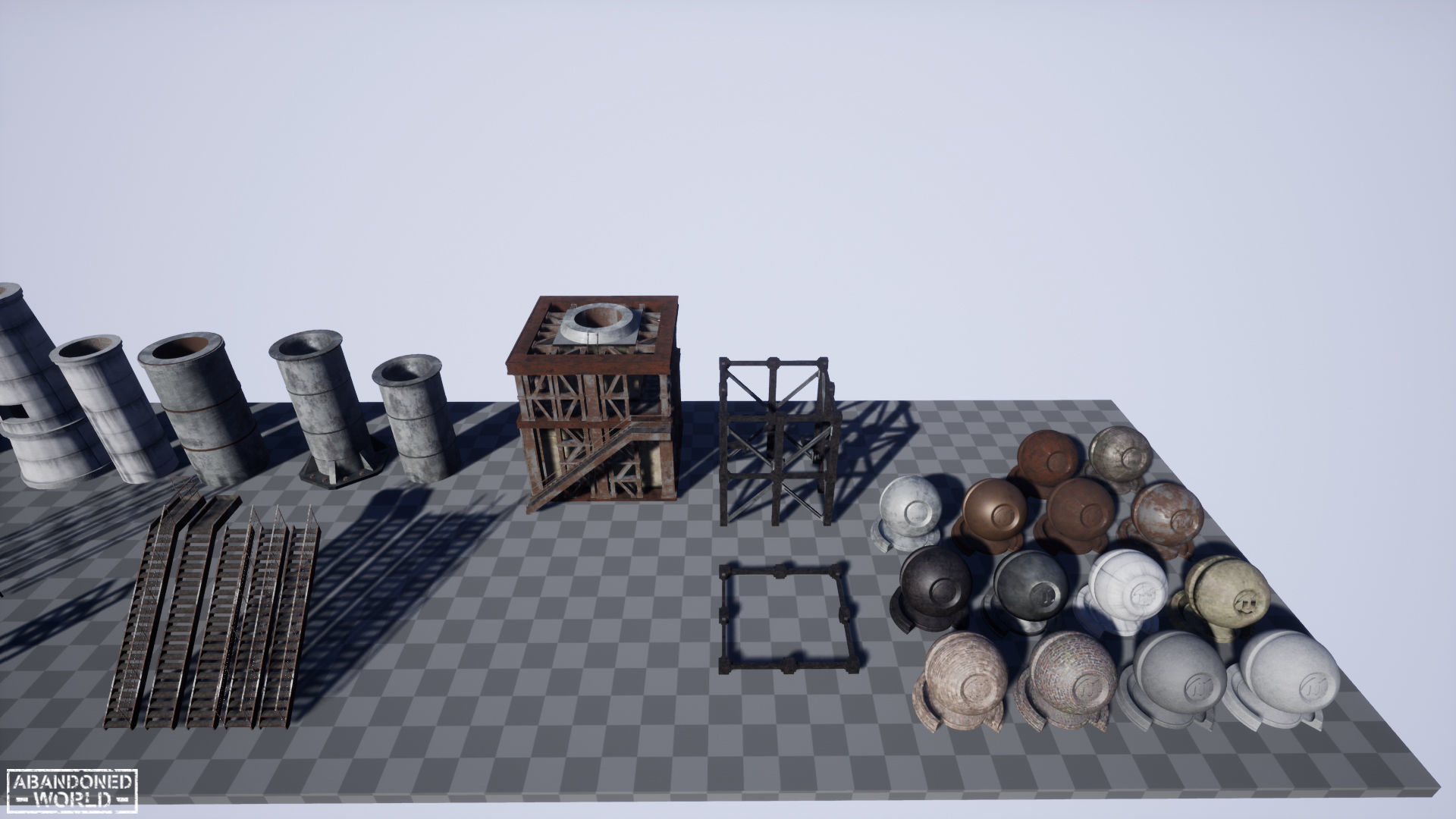 Modular Industrial Pipe Low-poly 3D model_20