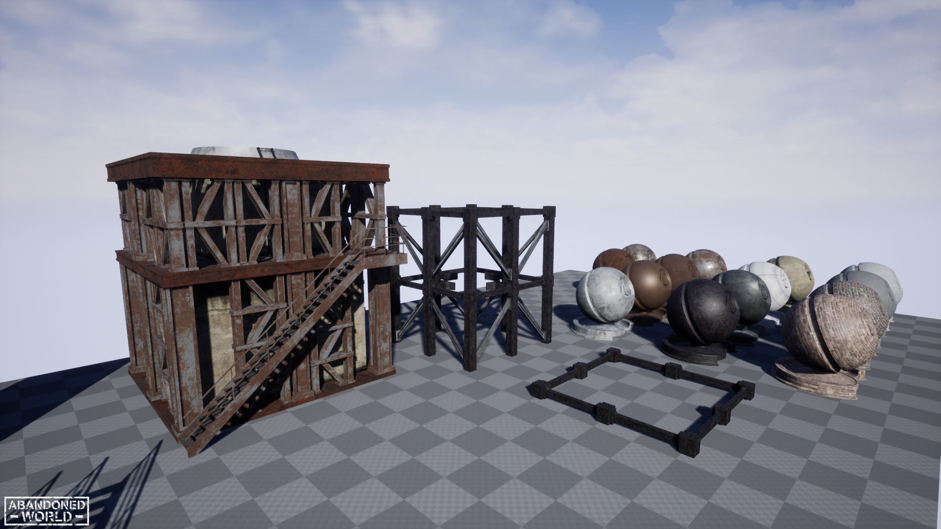 Modular Industrial Pipe Low-poly 3D model_23