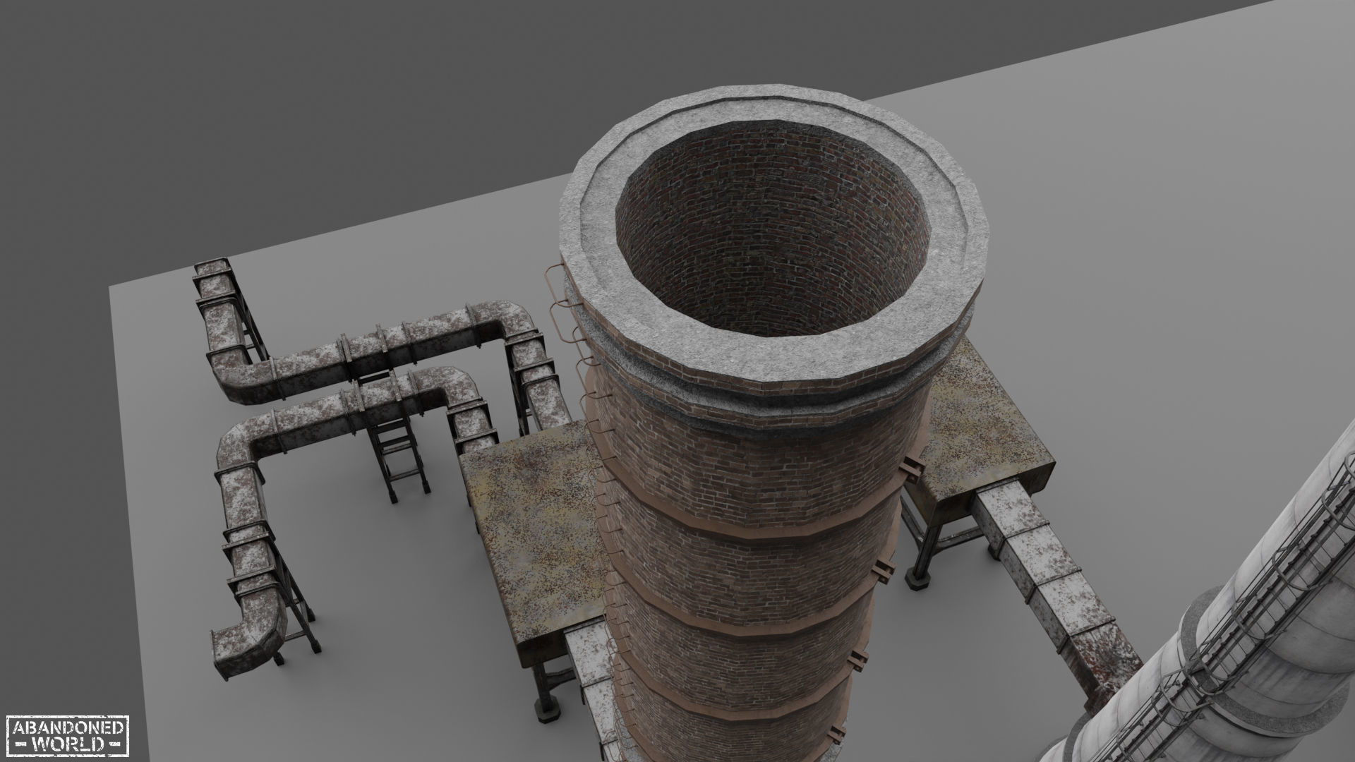 Modular Industrial Pipe Low-poly 3D model_32