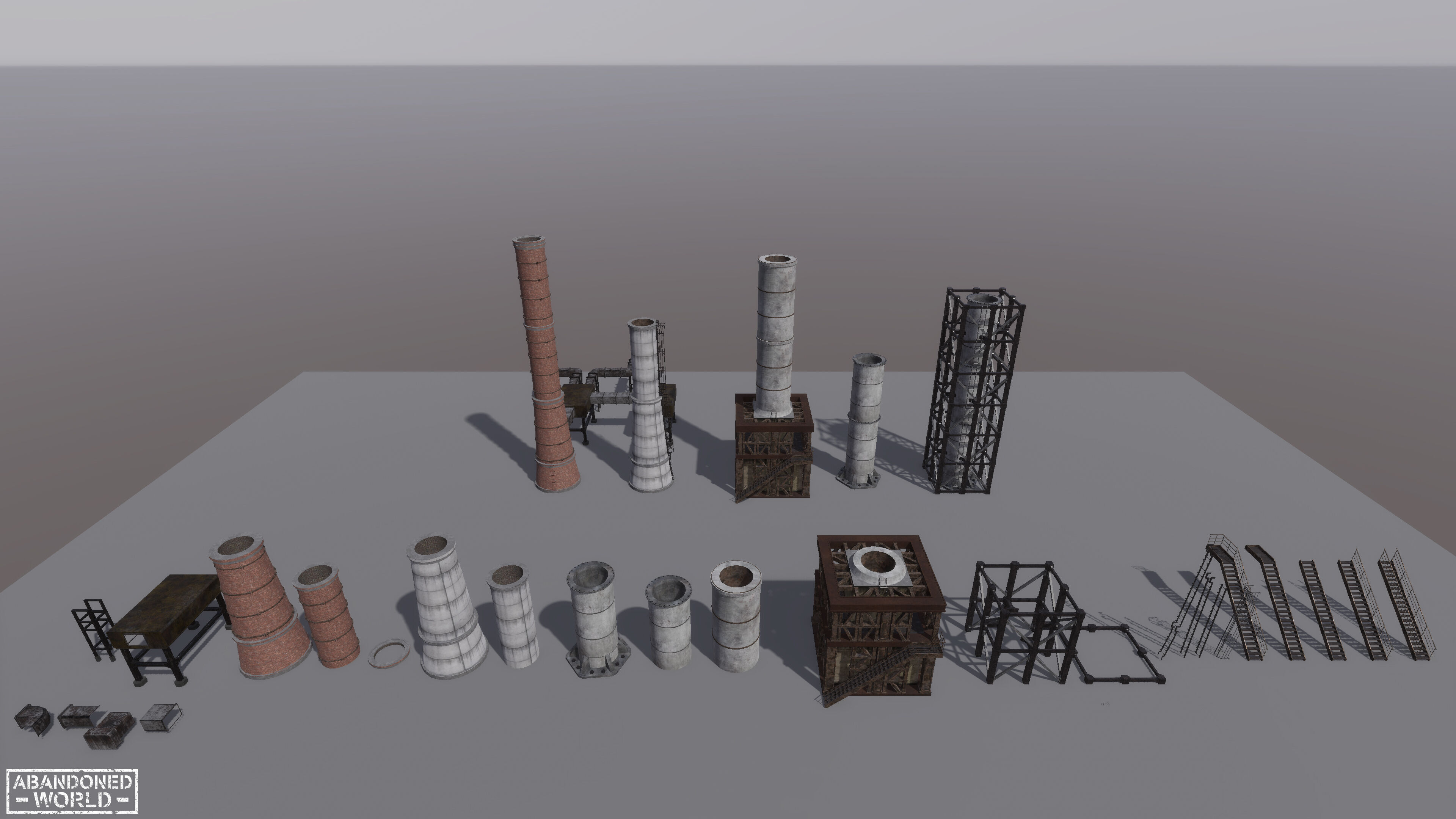 Modular Industrial Pipe Low-poly 3D model_8