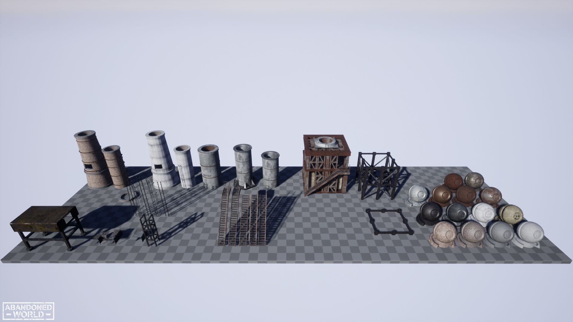 Modular Industrial Pipe Low-poly 3D model_18