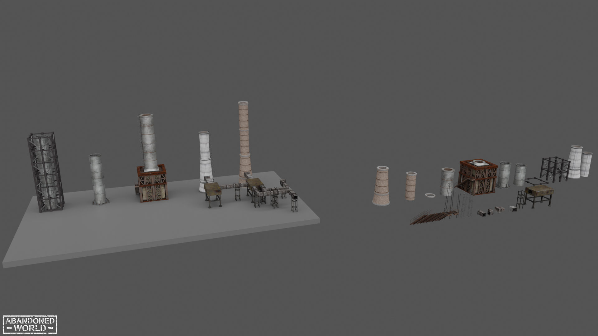 Modular Industrial Pipe Low-poly 3D model_33