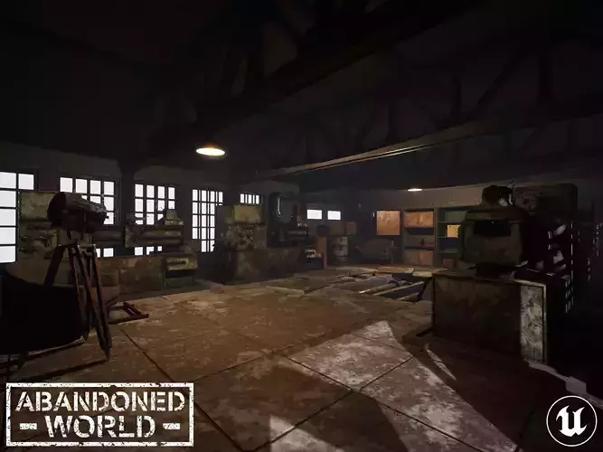 Modular Industrial Building for UE Low-poly 3D model