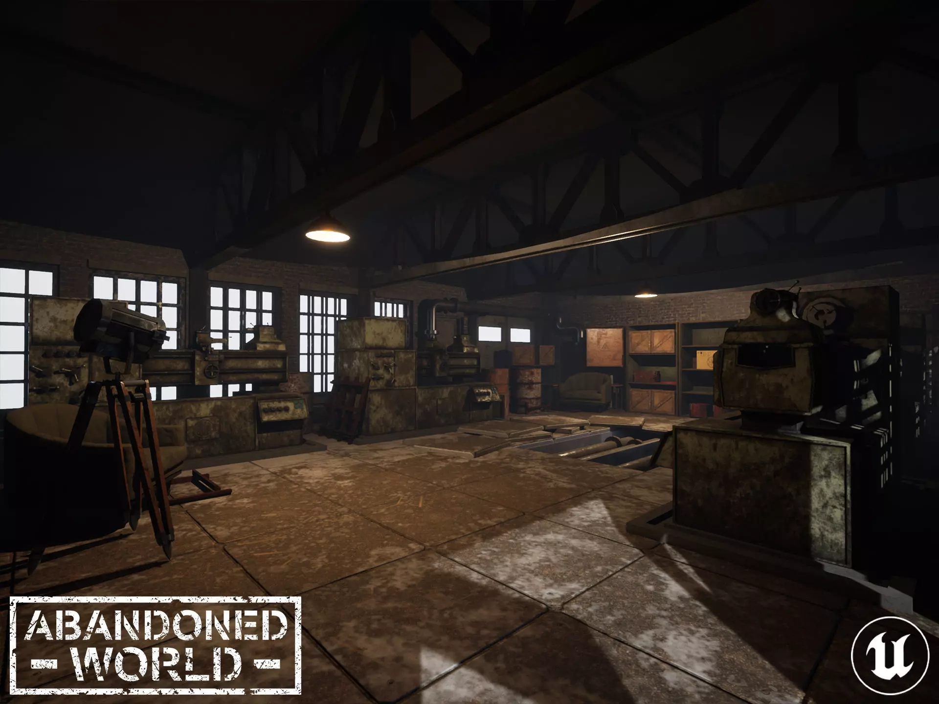 Modular Industrial Building for UE Low-poly 3D model