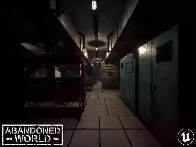 Modular Abandoned Shelter for UE Low-poly 3D model
